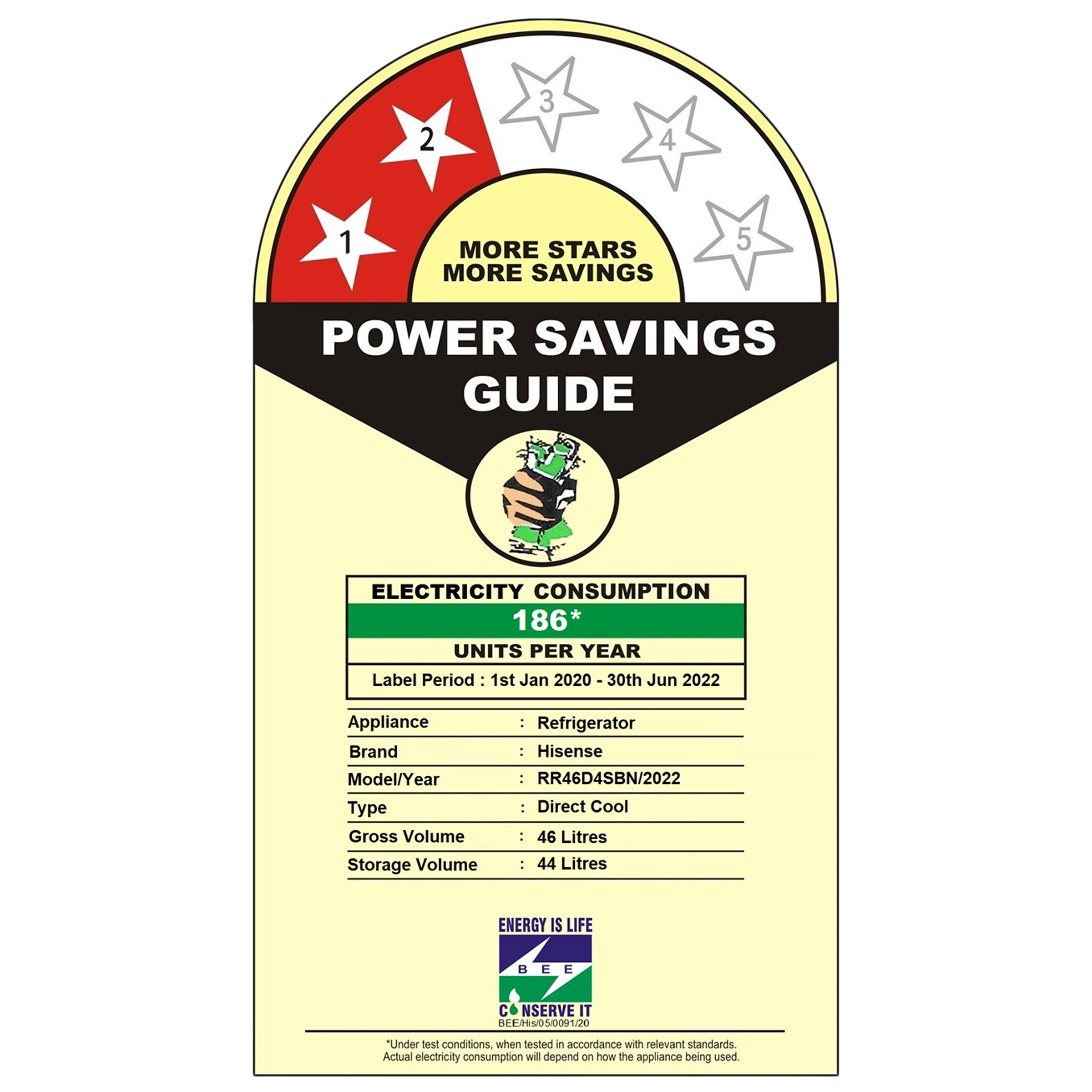 Hisense 46 Liters 2 Star Direct Cool Single Door Refrigerator with Reversible Door (RR46D4SBN, Black)_6