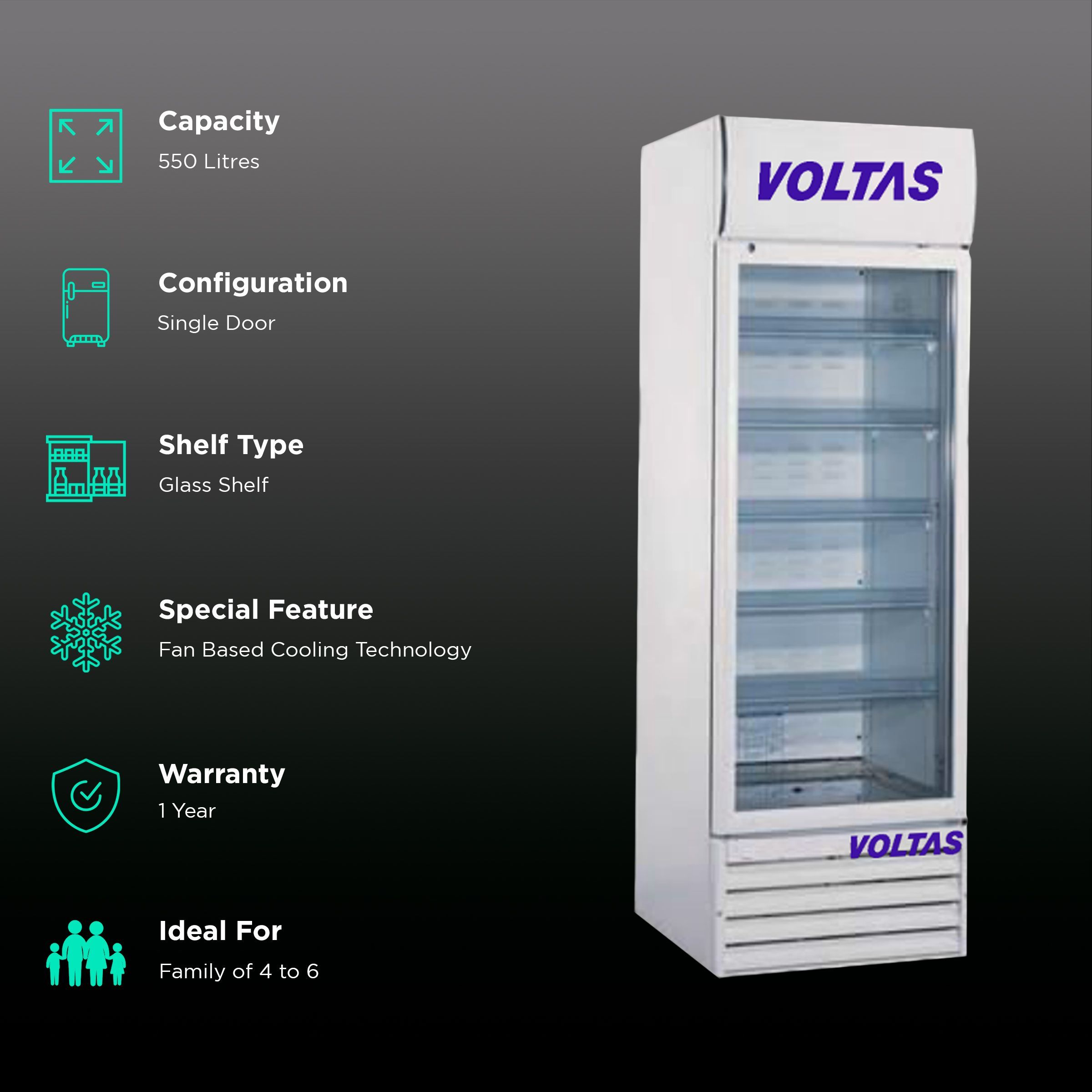VOLTAS Visi Cool 550 Litres Wine Cooler (Fan Based Cooling Technology, VC 550 SD, White) VOLTAS Visi Cool 550 Litres Wine Cooler (Fan Based Cooling Technology, VC 550 SD, White)_2