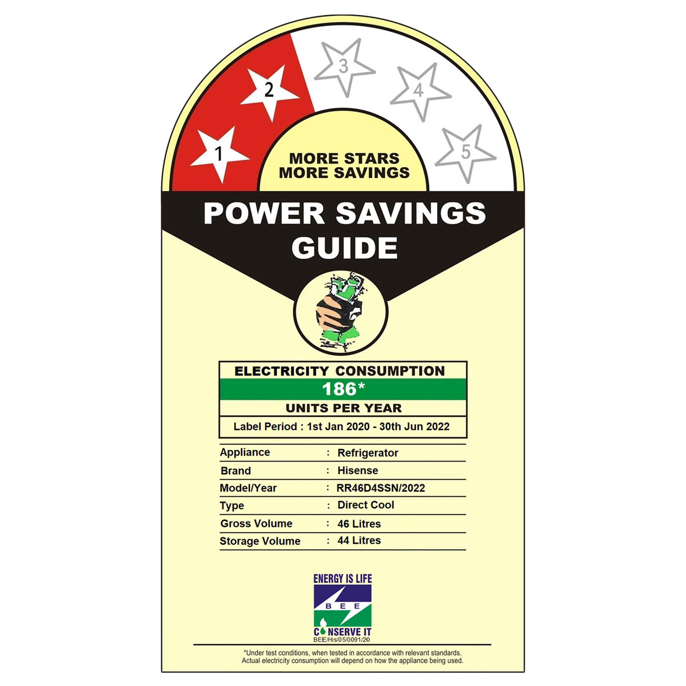 Hisense 46 Liters 2 Star Direct Cool Single Door Refrigerator with Reversible Door (RR46D4SSN, Silver)_8