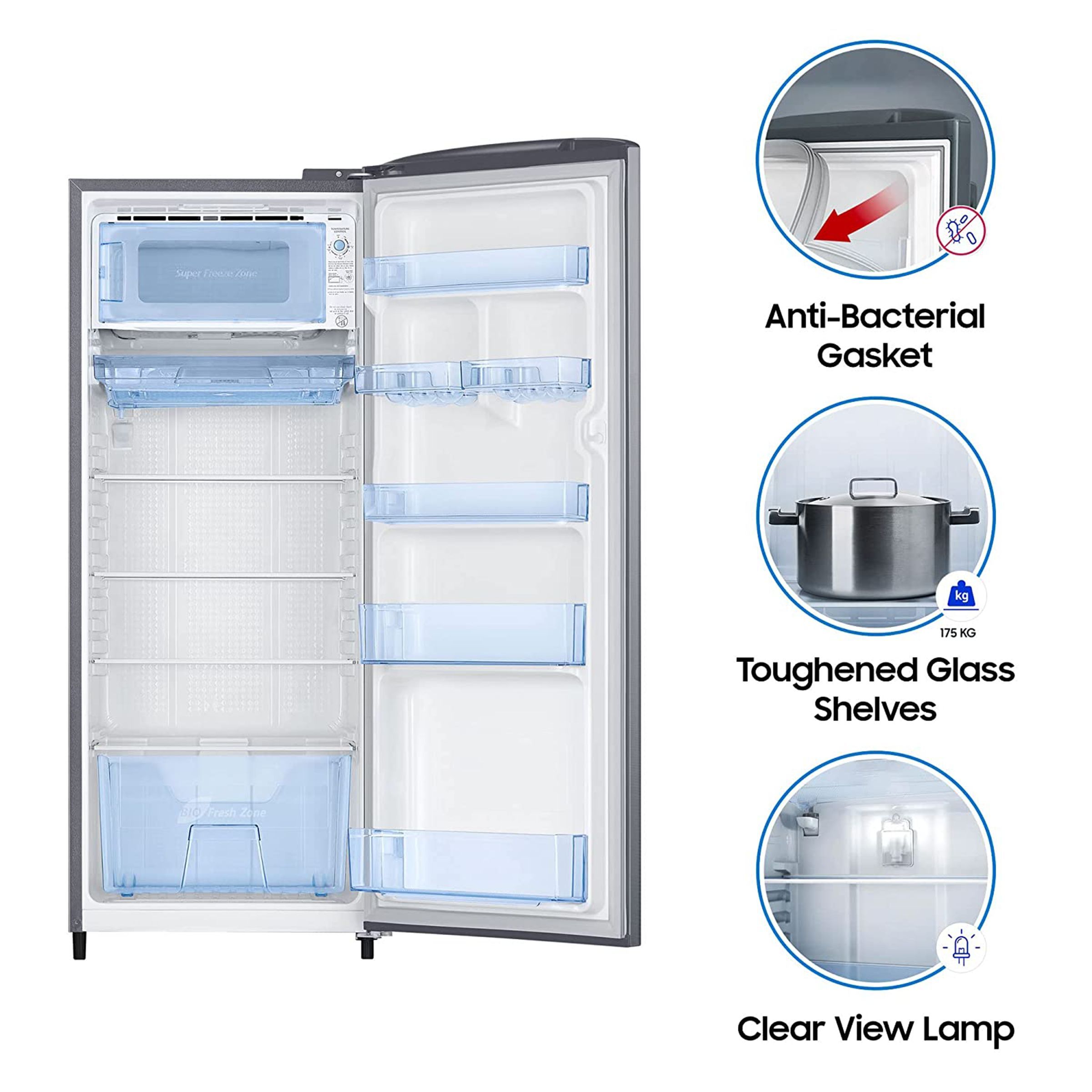 SAMSUNG 230 Liters 3 Star Direct Cool Single Door Refrigerator with Stabilizer Free Operation (RR24A2Y2YS8/NL, Elegant Inox)_11