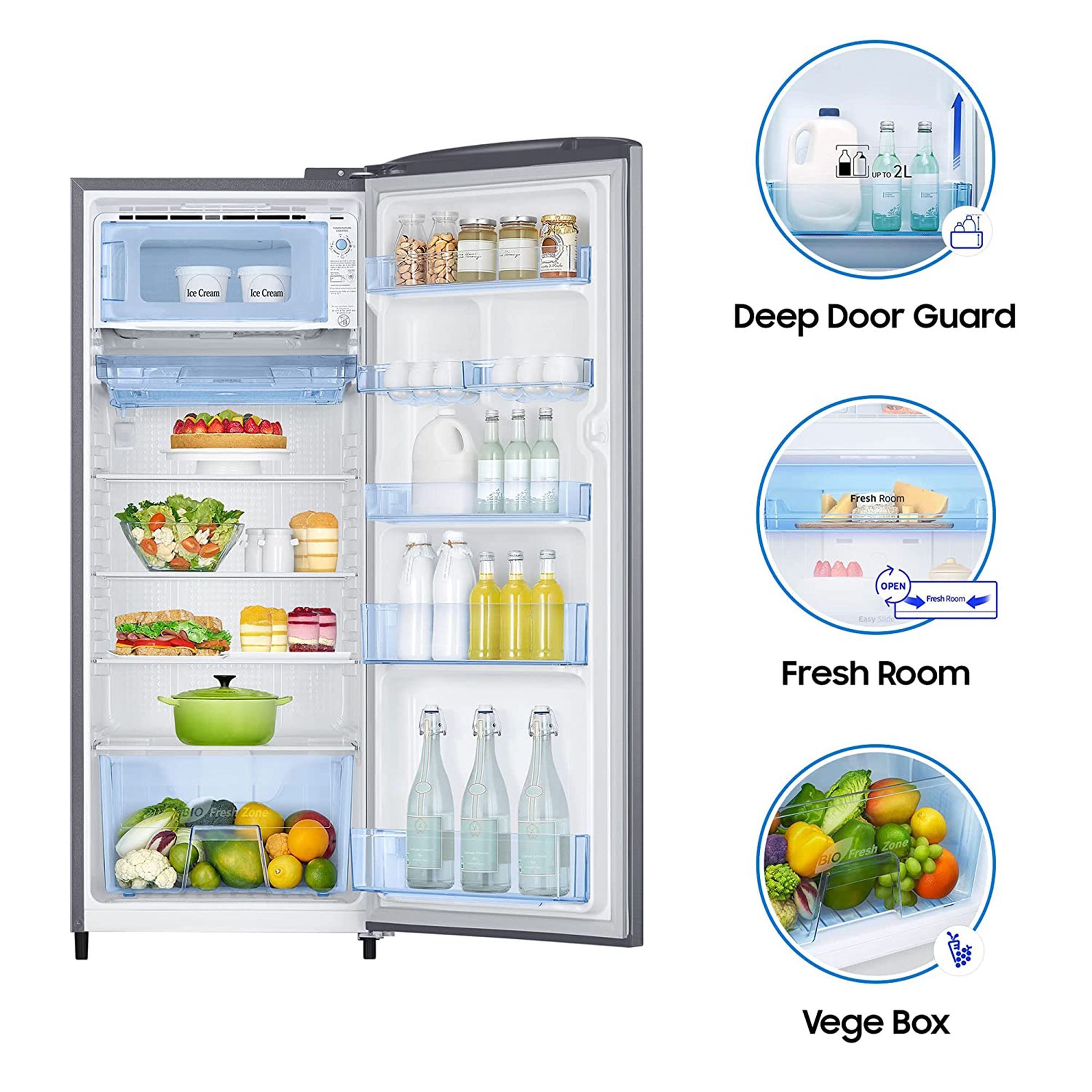 SAMSUNG 230 Liters 3 Star Direct Cool Single Door Refrigerator with Stabilizer Free Operation (RR24A2Y2YS8/NL, Elegant Inox)_12