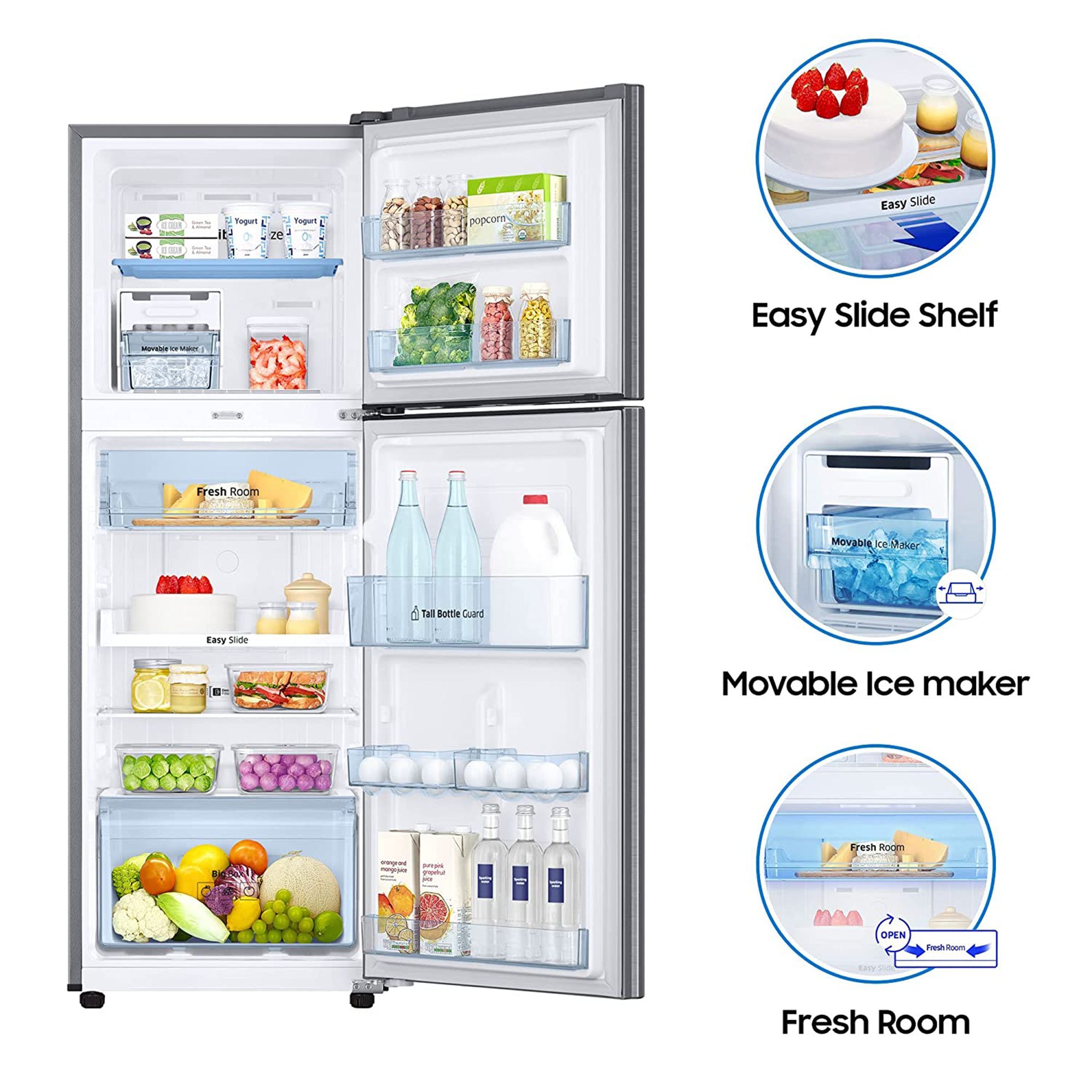 SAMSUNG 253 Litres 3 Star Frost Free Double Door Convertible Refrigerator with All-around Cooling Technology (RT28T3743S8/HL, Elegant Inox)_15