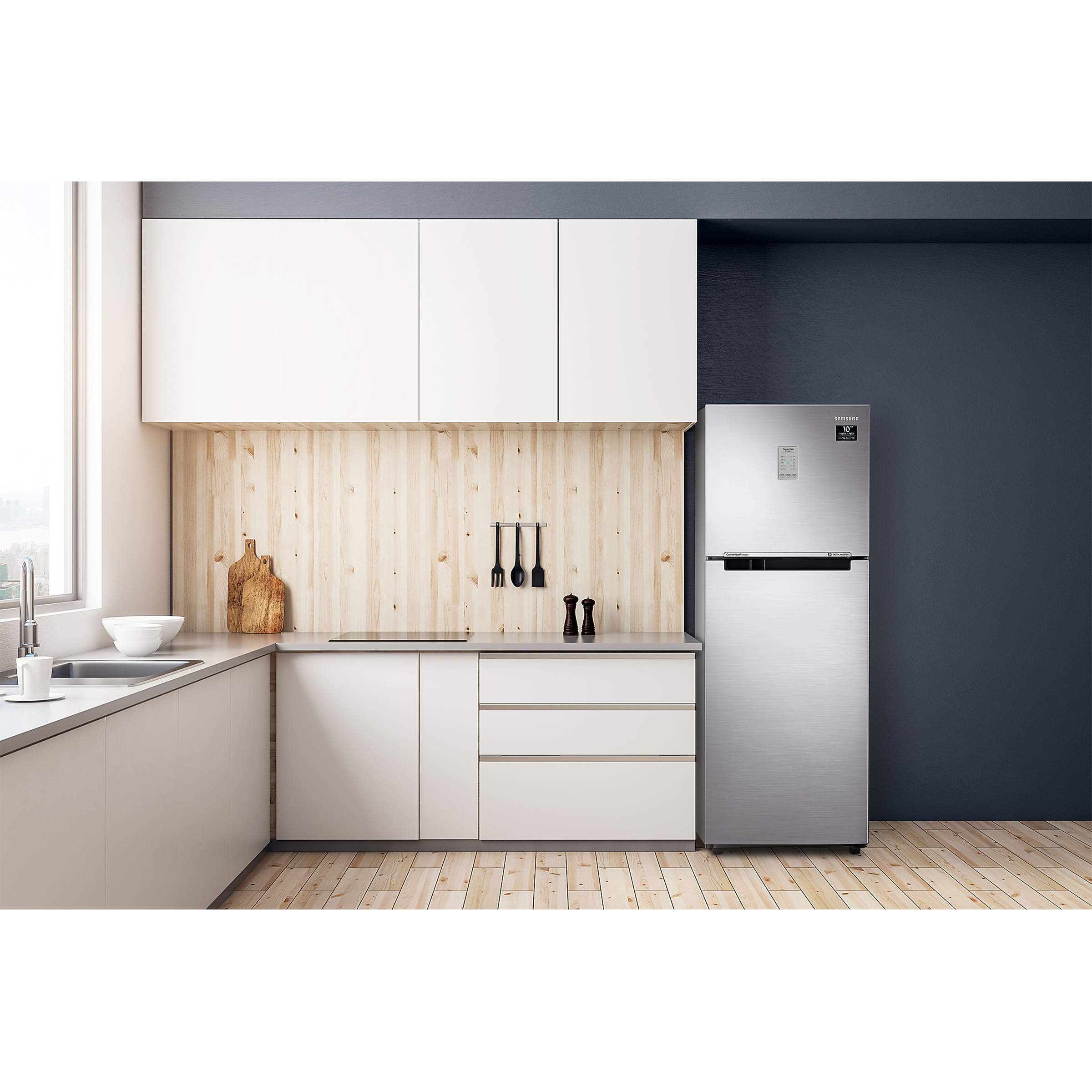 SAMSUNG 253 Litres 3 Star Frost Free Double Door Convertible Refrigerator with All-around Cooling Technology (RT28T3743S8/HL, Elegant Inox)_17