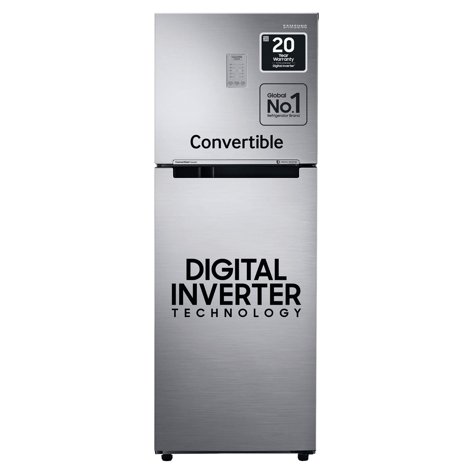 SAMSUNG 253 Litres 3 Star Frost Free Double Door Convertible Refrigerator with All-around Cooling Technology (RT28T3743S8/HL, Elegant Inox)_1