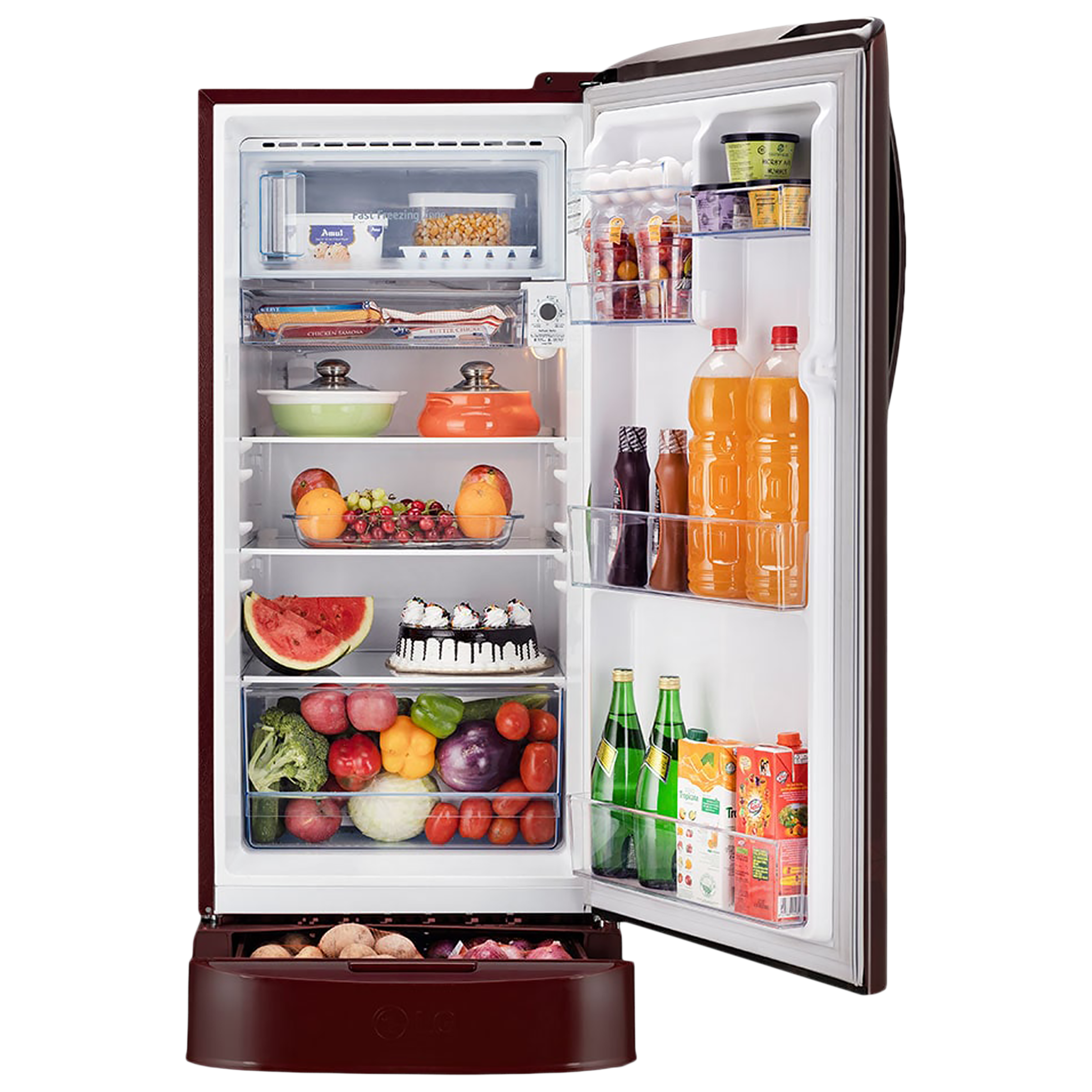 LG 204 Litres 5 Star Direct Cool Single Door Refrigerator with Anti Bacterial Gasket (GL-D211HSQZ, Scarlet Quartz) LG 204 Litres 5 Star Direct Cool Single Door Refrigerator with Anti Bacterial Gasket (GL-D211HSQZ, Scarlet Quartz)_5