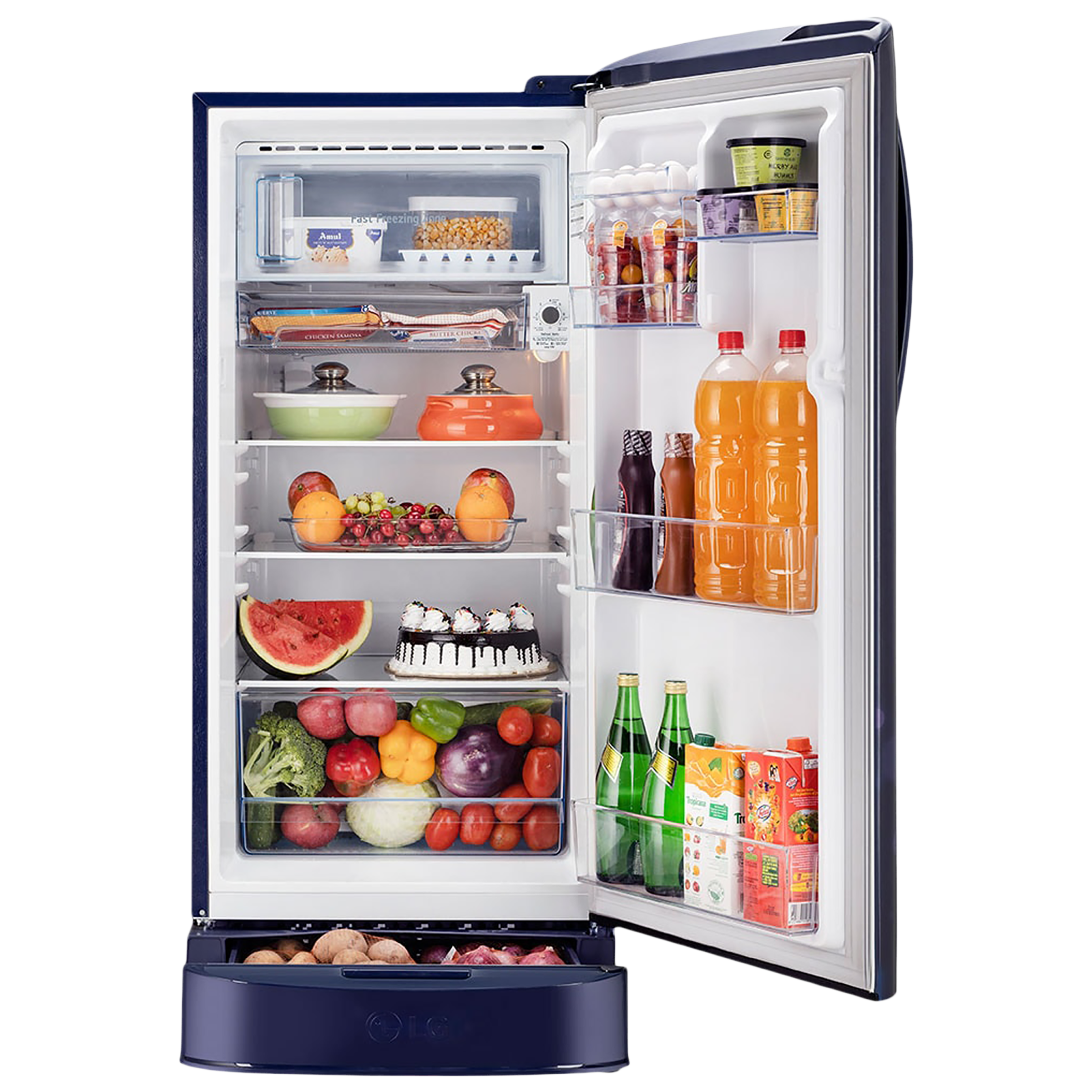 LG 204 Litres 5 Star Star Direct Cool Single Door Refrigerator with Antibacterial Gasket (GL-D211HBQZ, Blue Quartz)_5