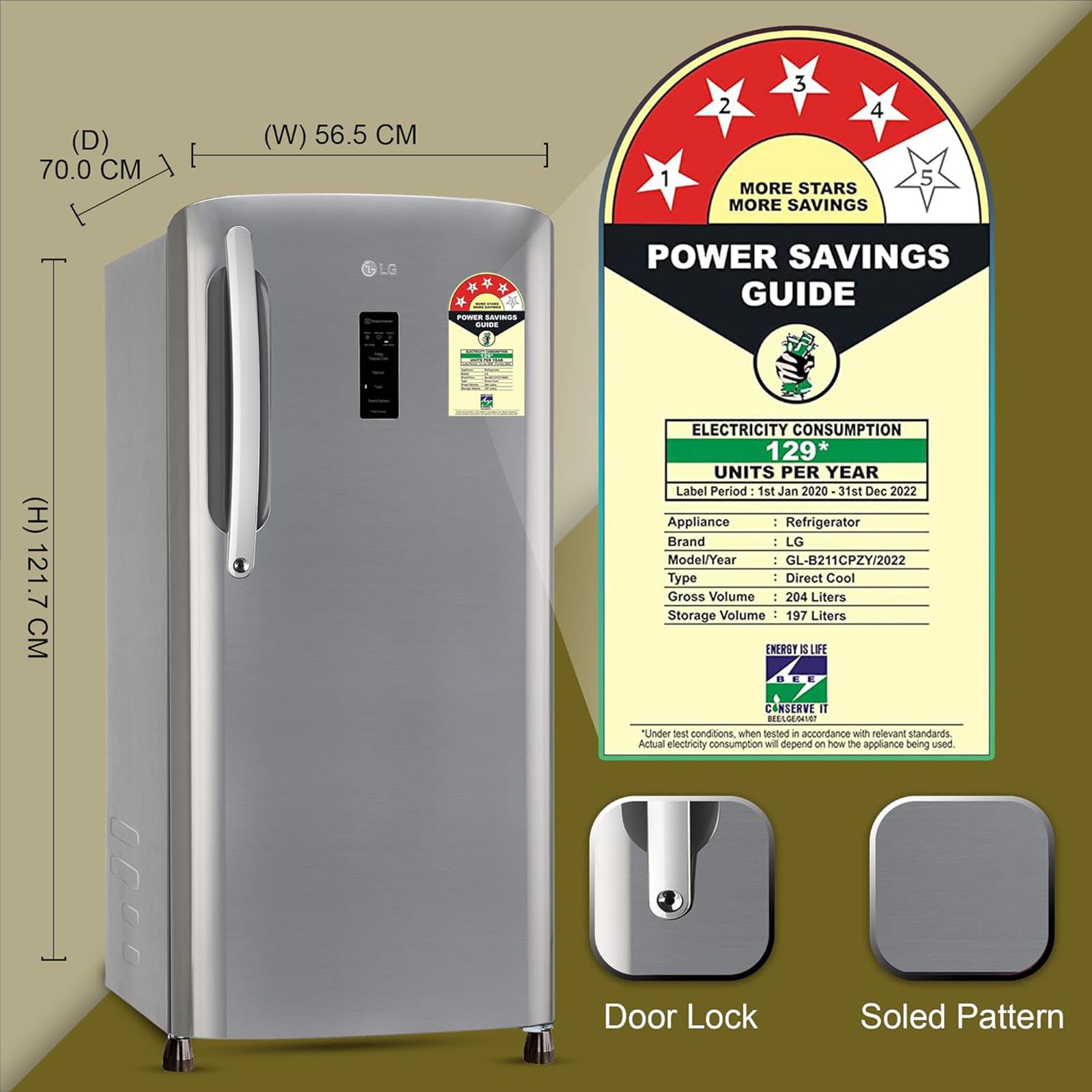 LG 201 Litres 4 Star Direct Cool Single Door Refrigerator with Smart Connect (GL-B211CPZY, Dim Grey)_12