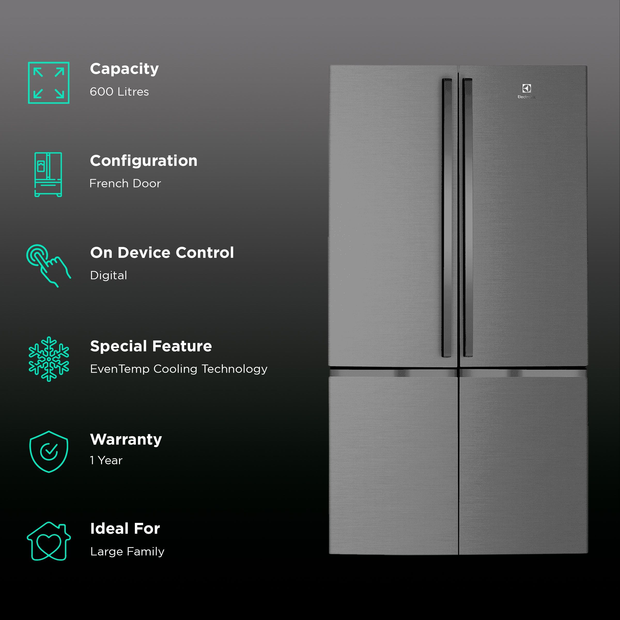 Electrolux UltimateTaste 700 461 Litres French Door Refrigerator with Twist and Serve Ice Maker (EQE6000A-B, Matte Dark Grey)_2