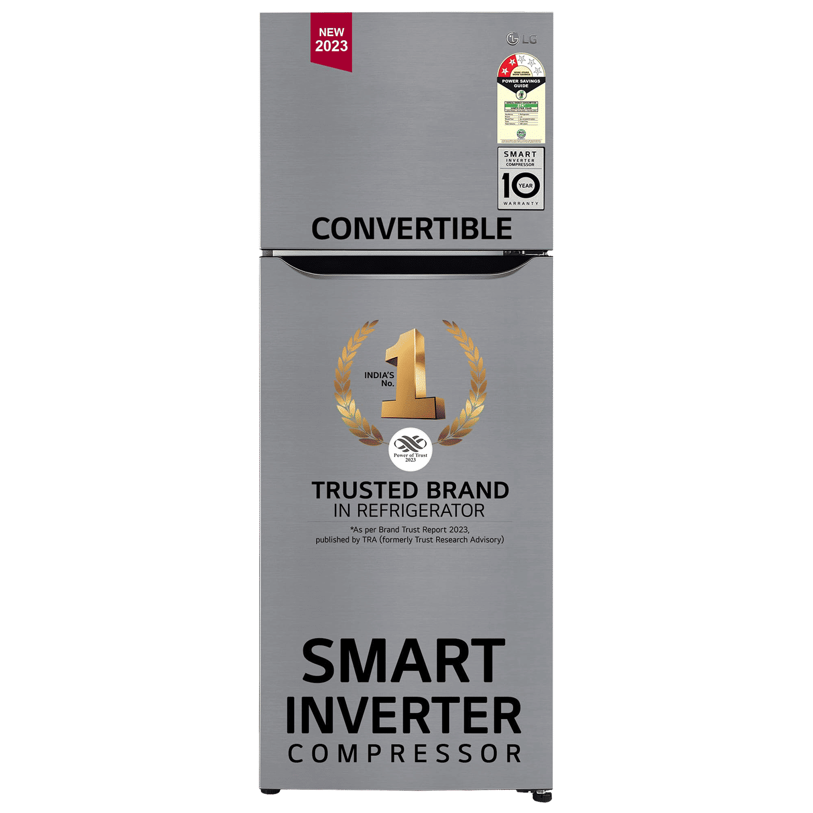 LG 288 Litres 2 Star Frost Free Double Door Convertible Refrigerator with Multi Air Flow (GL-S322SPZY.APZZEB, Shiny Steel)_1