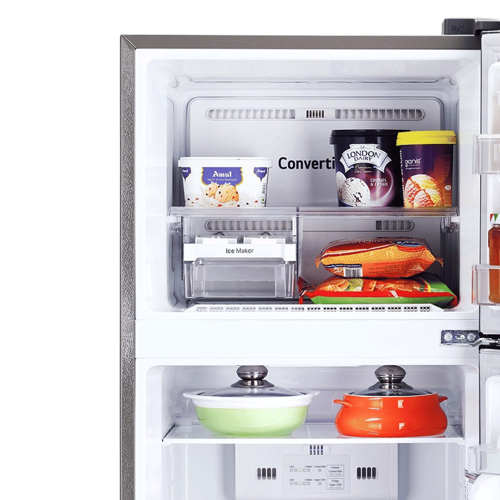 LG 288 Litres 2 Star Frost Free Double Door Convertible Refrigerator with Multi Air Flow (GL-S322SPZY.APZZEB, Shiny Steel)_8