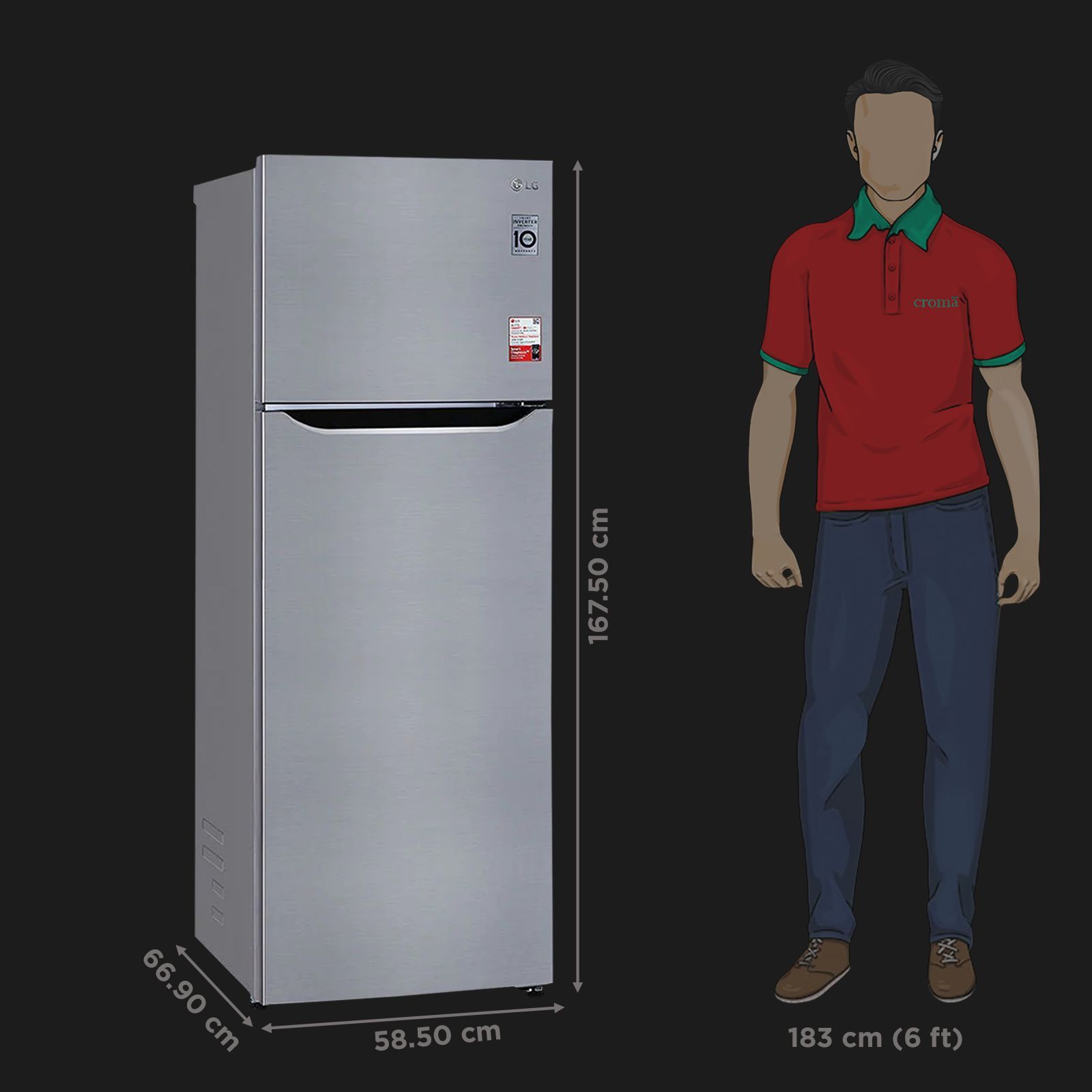 LG 288 Litres 2 Star Frost Free Double Door Convertible Refrigerator with Multi Air Flow (GL-S322SPZY.APZZEB, Shiny Steel)_2