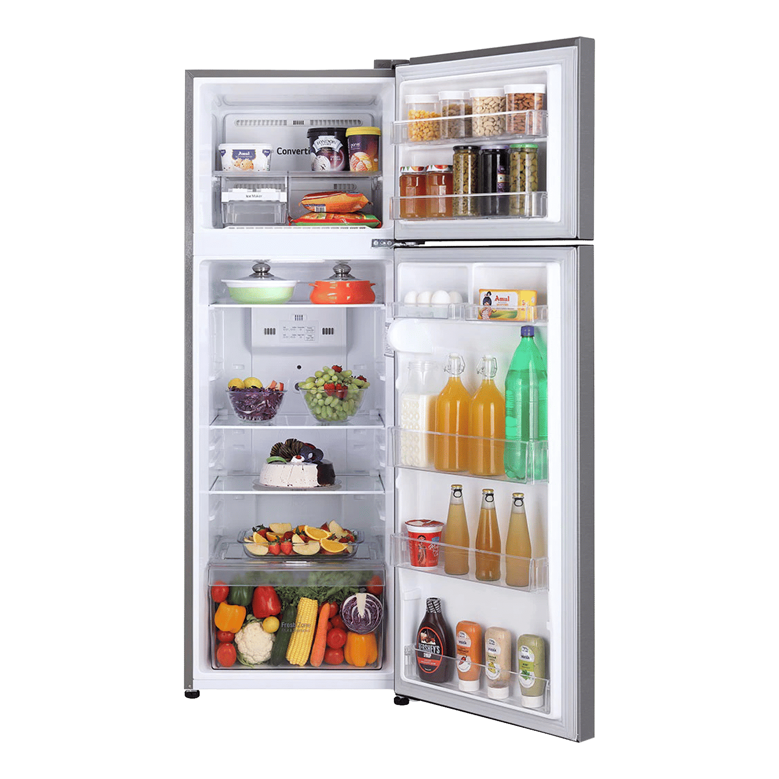 LG 288 Litres 2 Star Frost Free Double Door Convertible Refrigerator with Multi Air Flow (GL-S322SPZY.APZZEB, Shiny Steel)_5