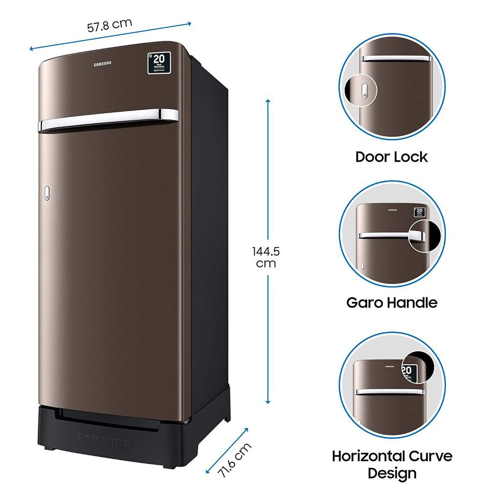 SAMSUNG 225 Litres 4 Star Direct Cool Single Door Refrigerator with Antibacterial Gasket (RR23B2H2XDX/HL, Luxe Brown)_13