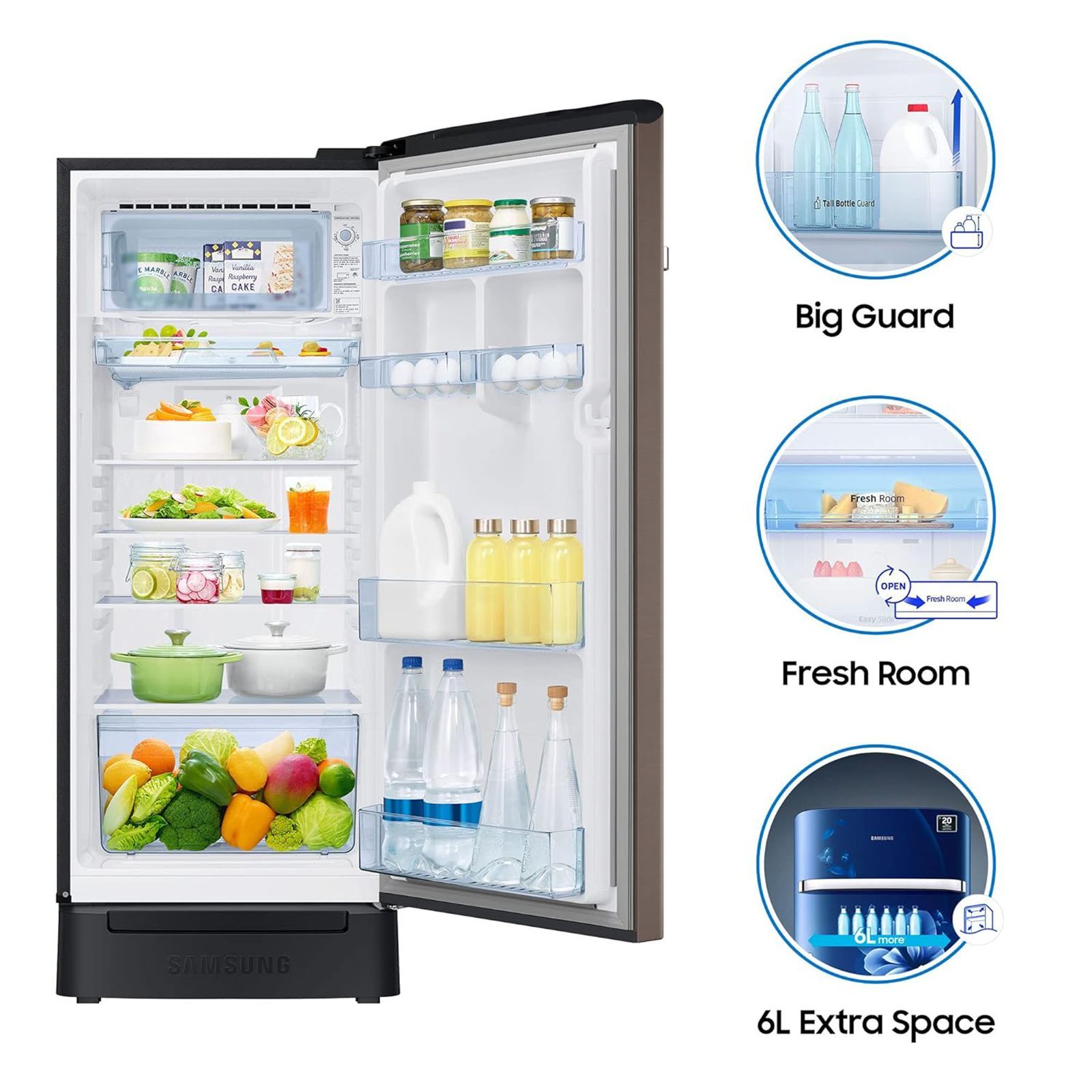 SAMSUNG 225 Litres 4 Star Direct Cool Single Door Refrigerator with Antibacterial Gasket (RR23B2H2XDX/HL, Luxe Brown)_15