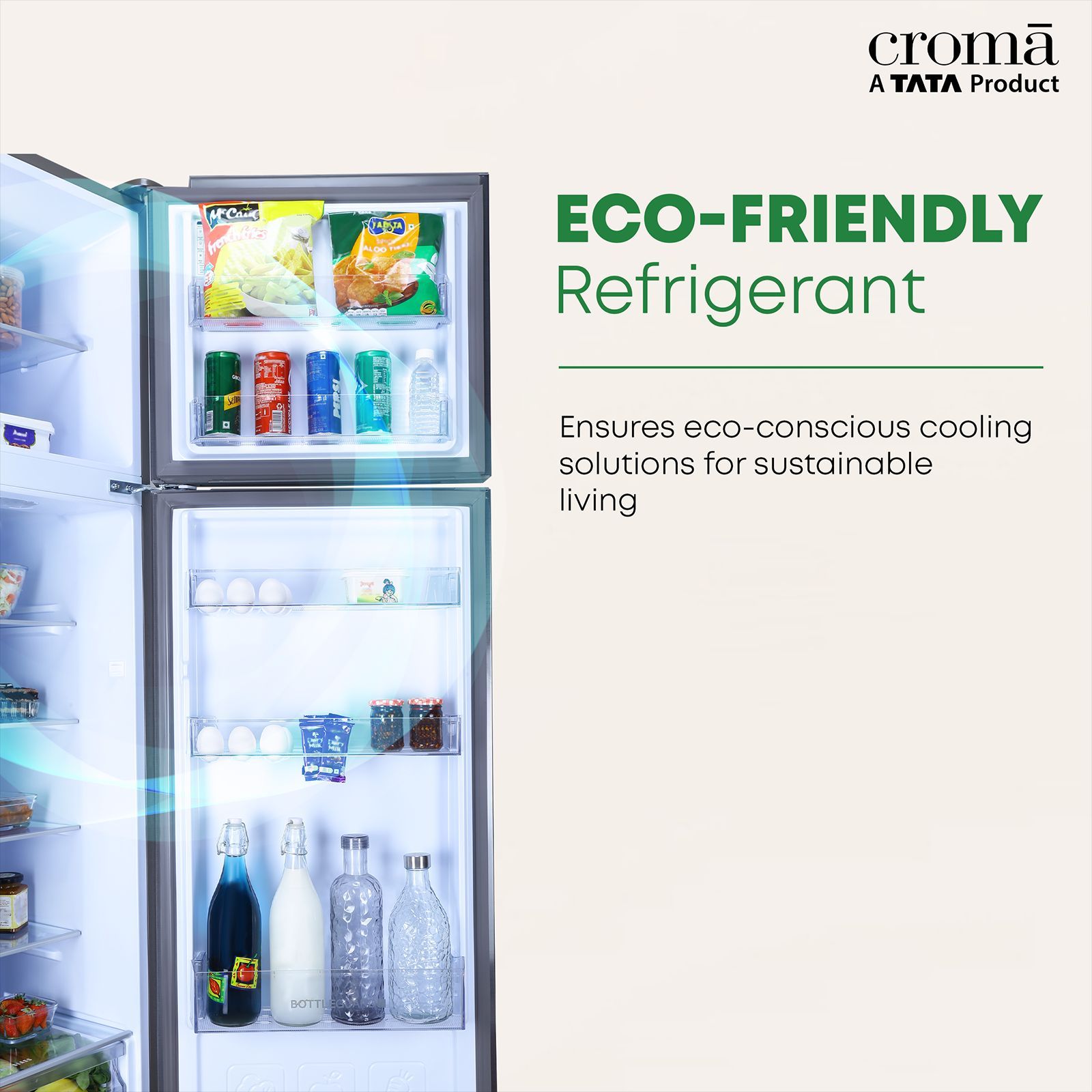 Croma 268 Litres 3 Star Frost Free Double Door Convertible Refrigerator with Dual Inverter Technology ( Criss Cross Metalic Grey)_13