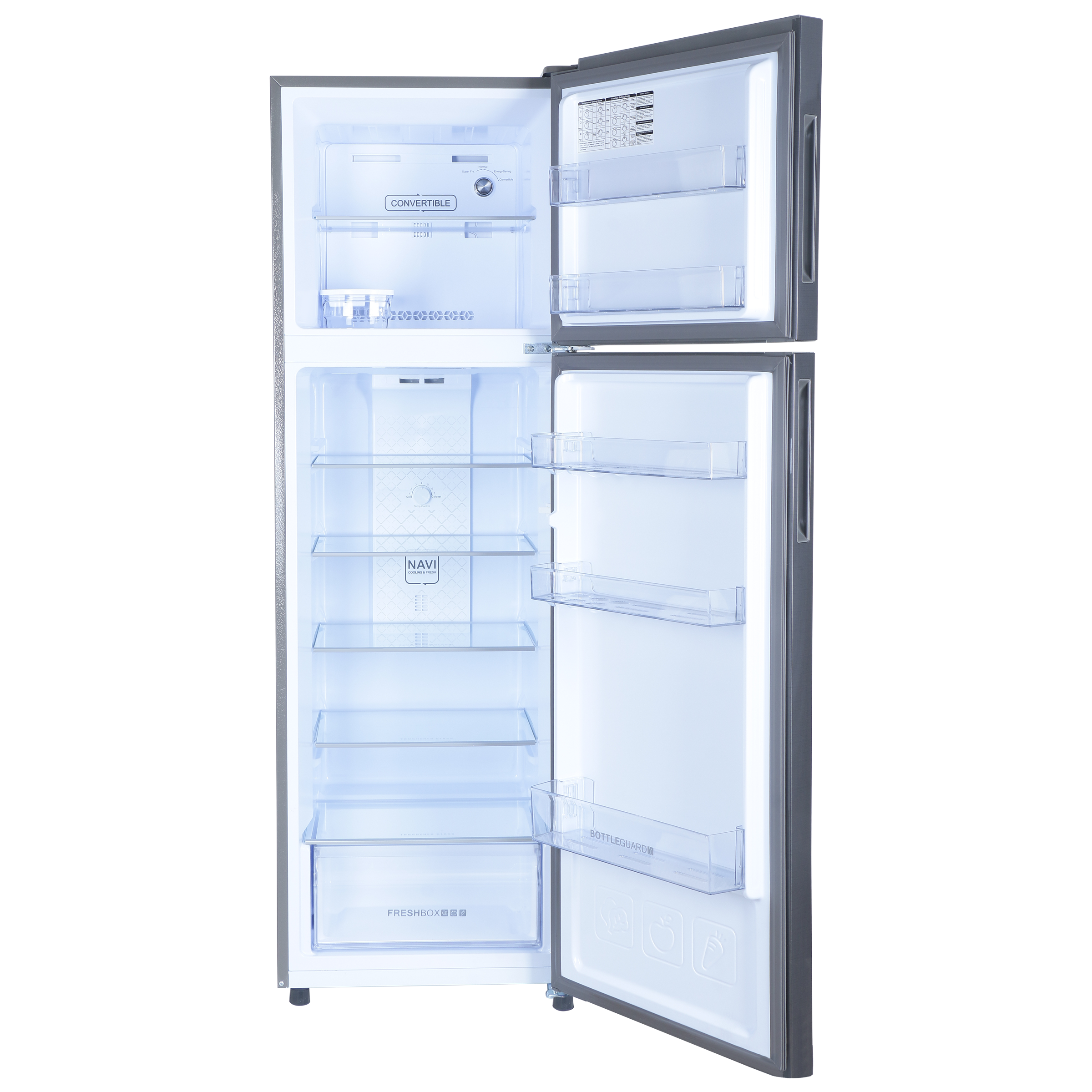 Croma 268 Litres 3 Star Frost Free Double Door Convertible Refrigerator with Dual Inverter Technology ( Criss Cross Metalic Grey)_5