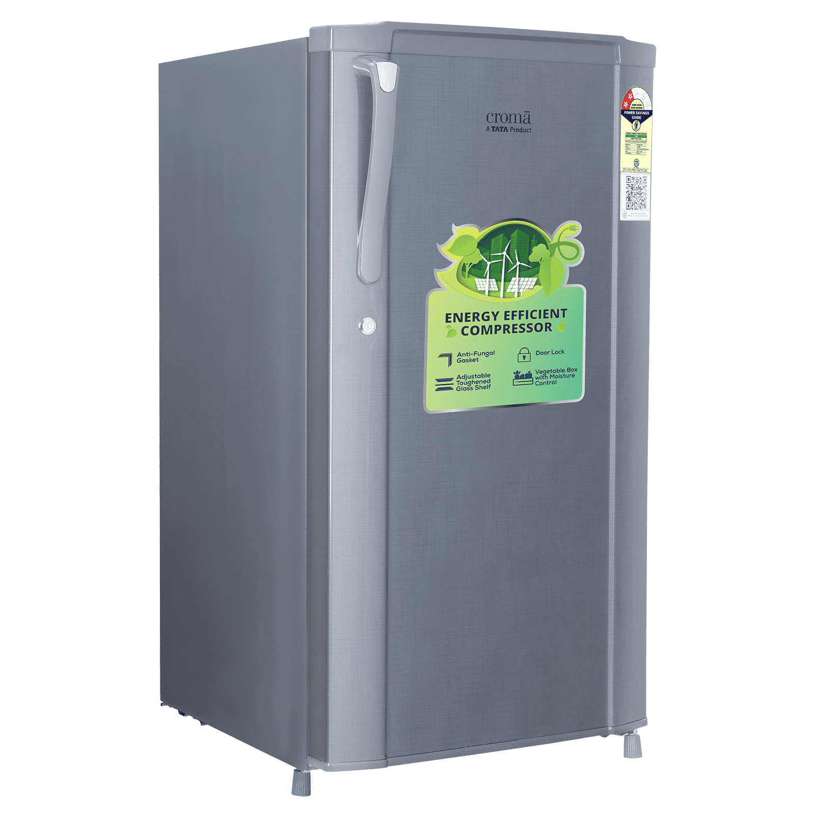 Croma 165 Litres 2 Star Direct Cool Single Door Refrigerator with Anti Fungal Gasket ( Criss Cross Metallic Grey)_14