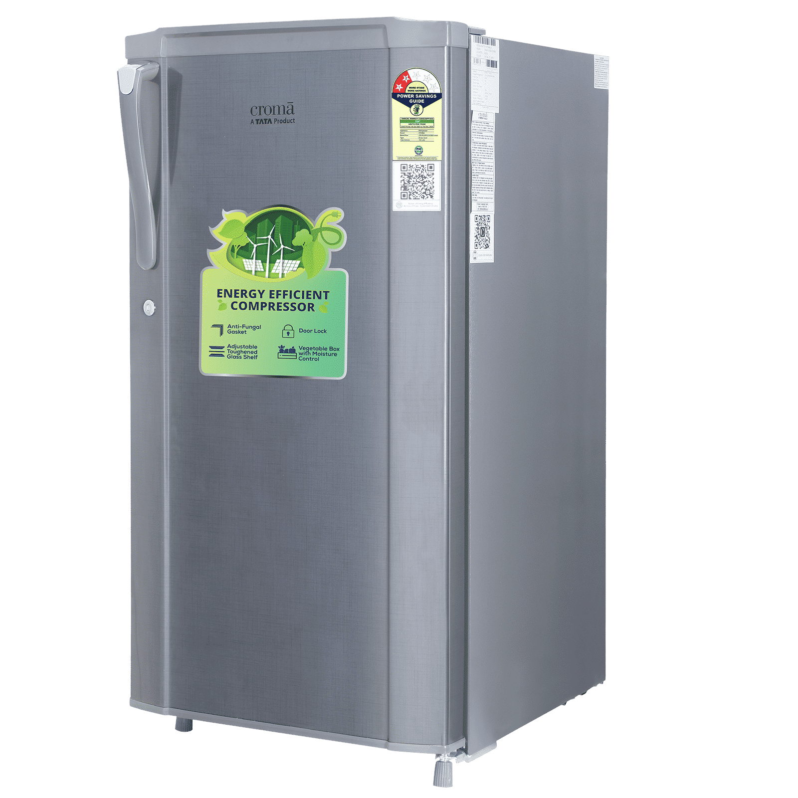 Croma 165 Litres 2 Star Direct Cool Single Door Refrigerator with Anti Fungal Gasket ( Criss Cross Metallic Grey)_4