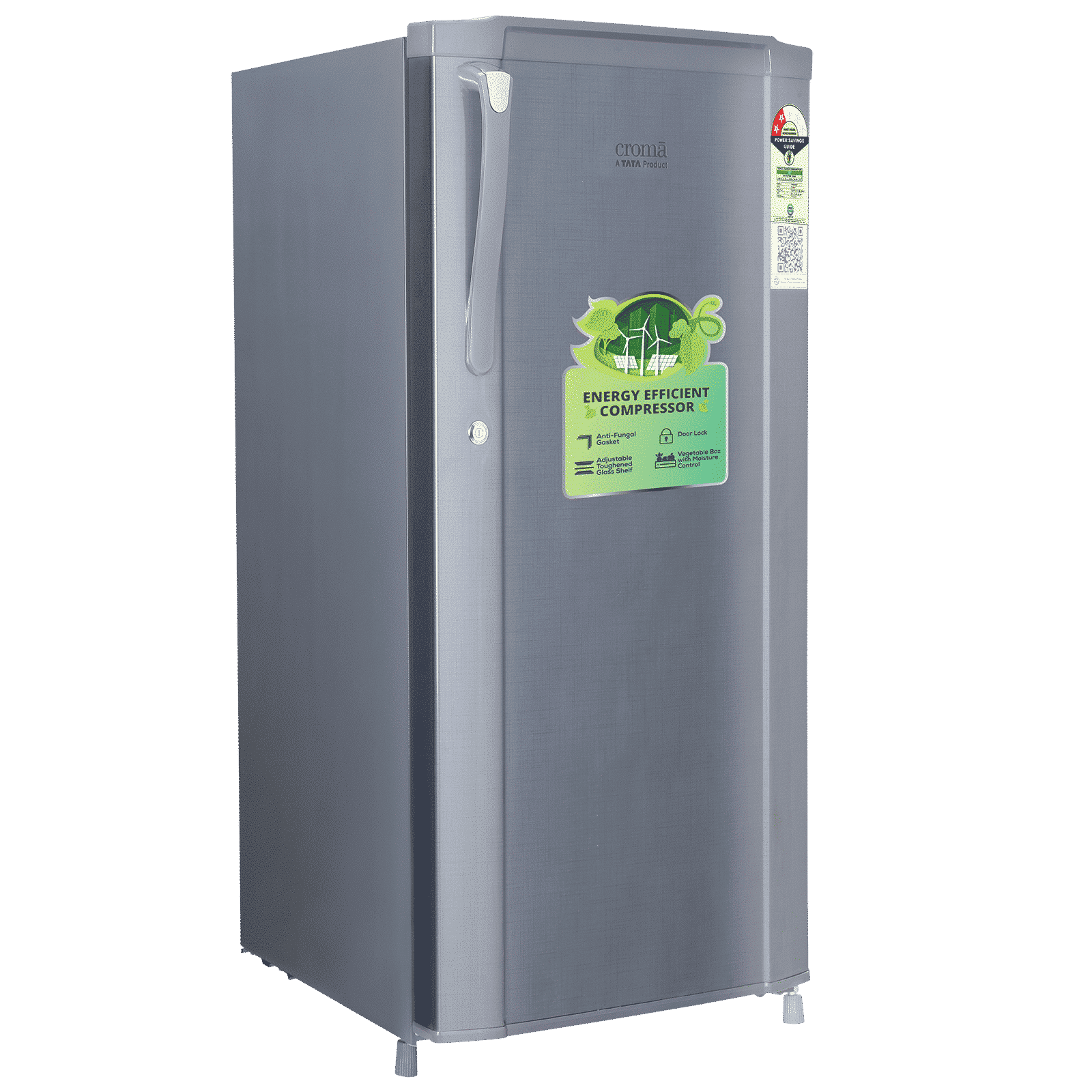 Croma 185 Litres 2 Star Direct Cool Single Door Refrigerator with Anti Fungal Gasket ( Criss Cross Metallic Grey)_11