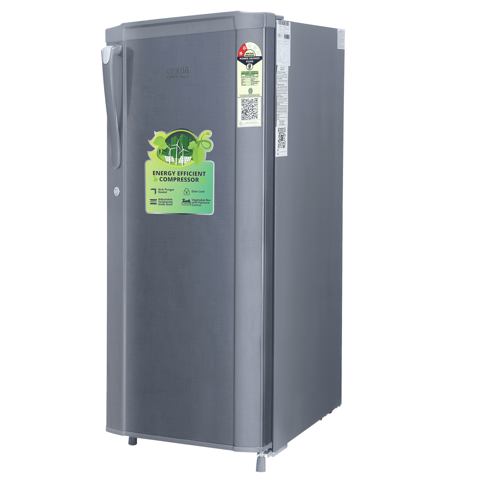 Croma 185 Litres 2 Star Direct Cool Single Door Refrigerator with Anti Fungal Gasket ( Criss Cross Metallic Grey)_17