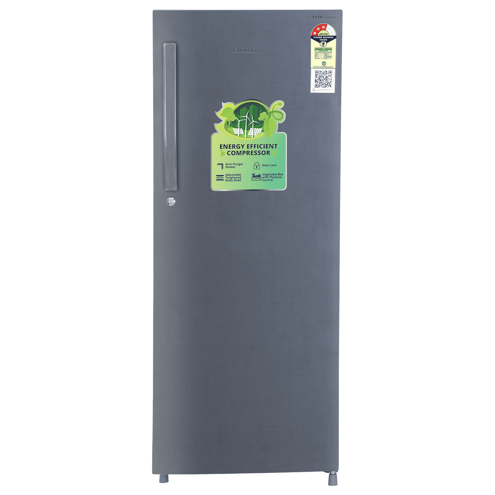 Croma 215 Litres 3 Star Direct Cool Single Door Refrigerator with Anti Fungal Gasket ( Criss Cross Metallic Grey)_1