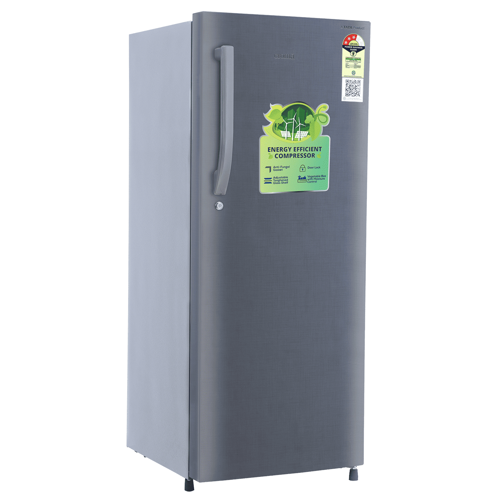 Croma 215 Litres 3 Star Direct Cool Single Door Refrigerator with Anti Fungal Gasket ( Criss Cross Metallic Grey)_12