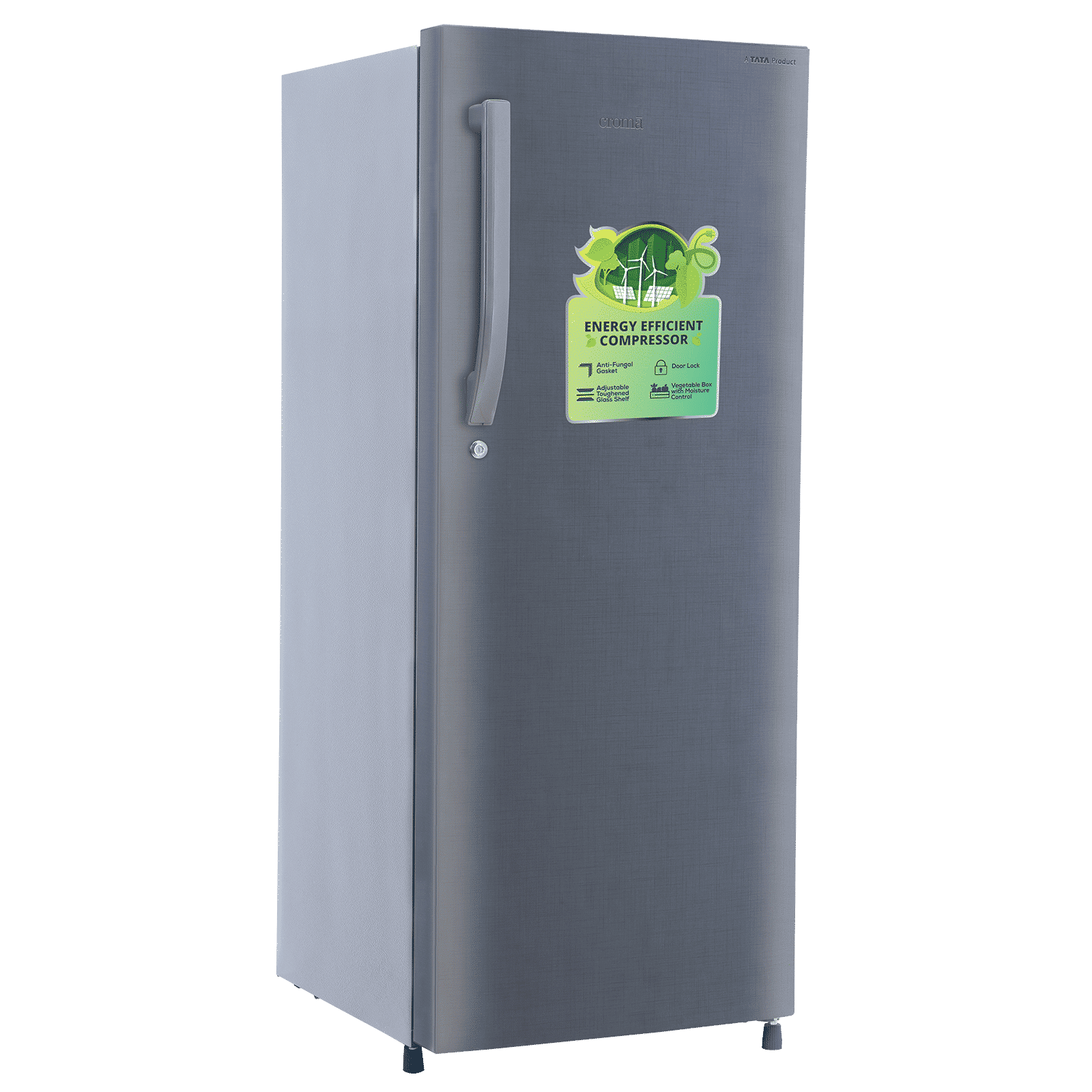 Croma 215 Litres 2 Star Direct Cool Single Door Refrigerator with Anti Fungal Gasket ( Criss Cross Metallic Grey)_12
