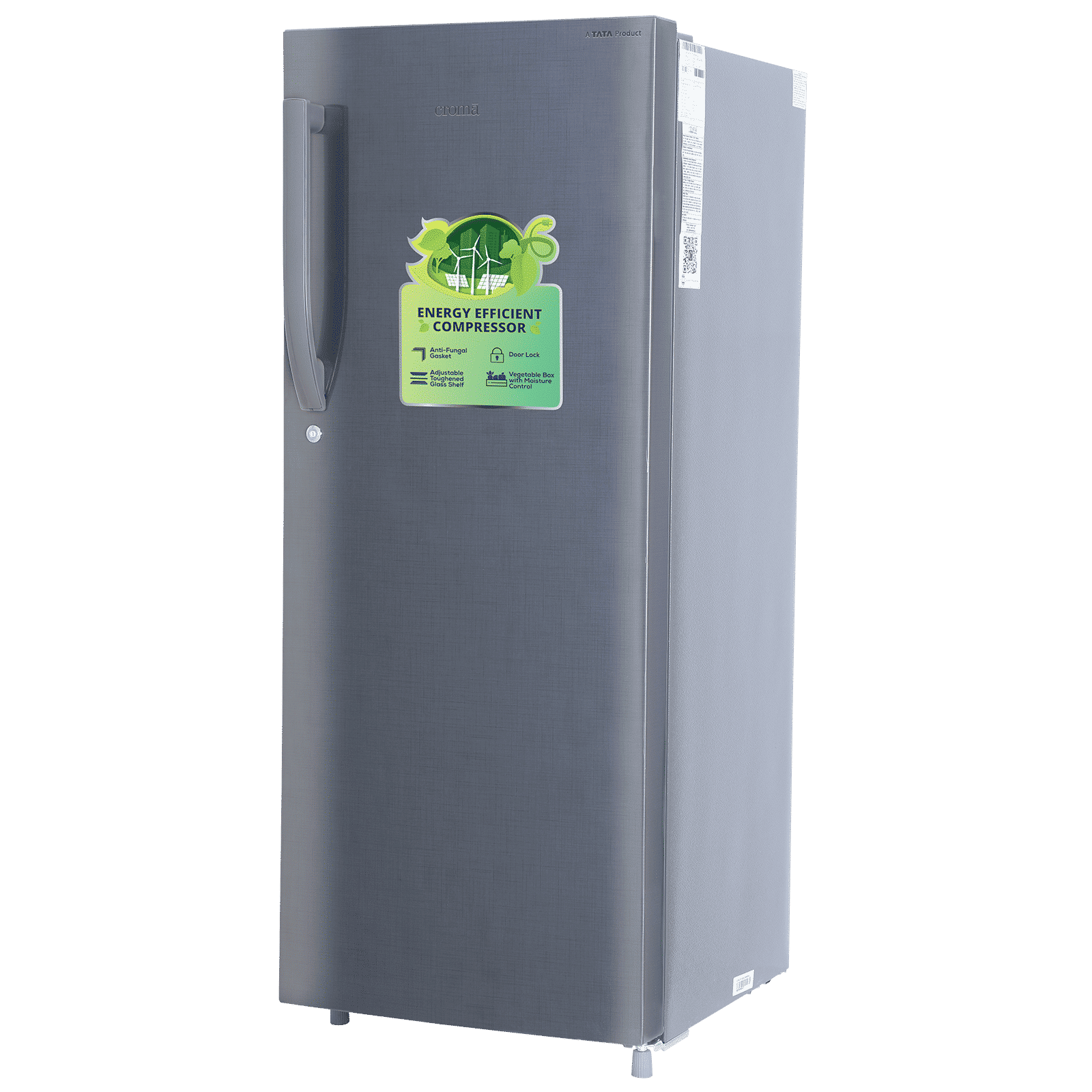 Croma 215 Litres 3 Star Direct Cool Single Door Refrigerator with Anti Fungal Gasket ( Criss Cross Metallic Grey)_14