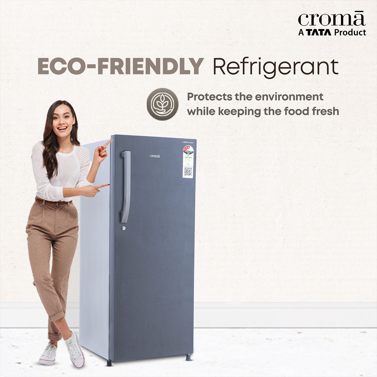Croma 215 Litres 3 Star Direct Cool Single Door Refrigerator with Anti Fungal Gasket ( Criss Cross Metallic Grey)_18