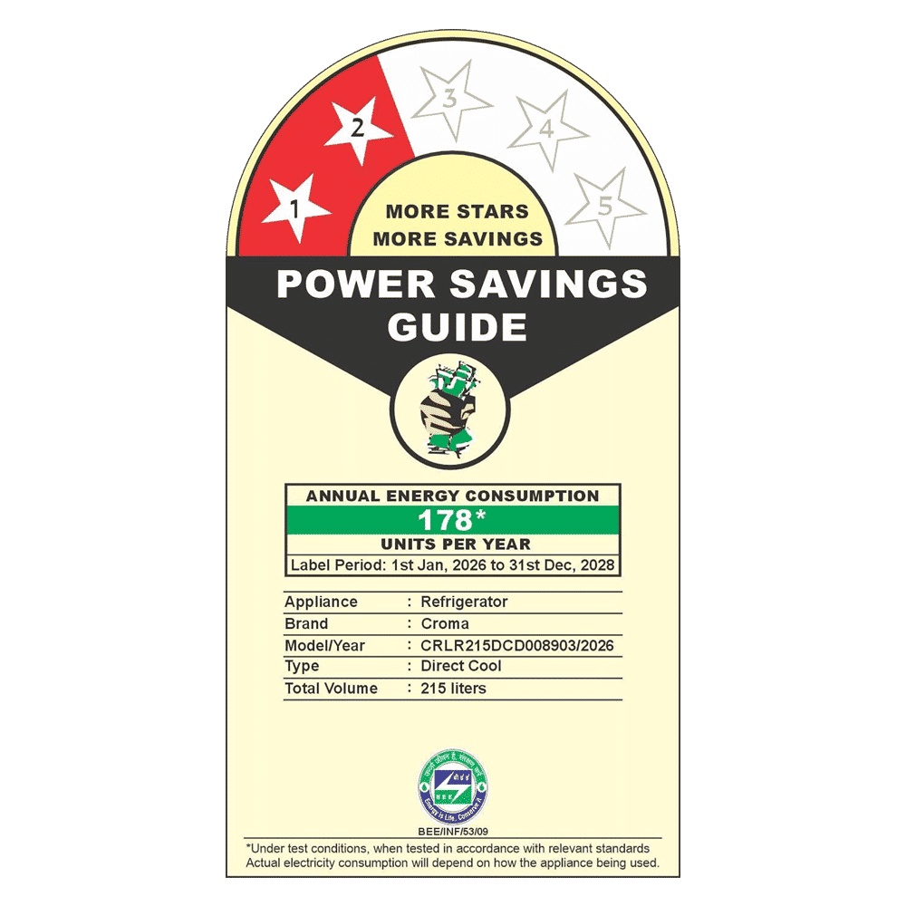 Croma 215 Litres 2 Star Direct Cool Single Door Refrigerator with Anti Fungal Gasket ( Criss Cross Metallic Grey)_4