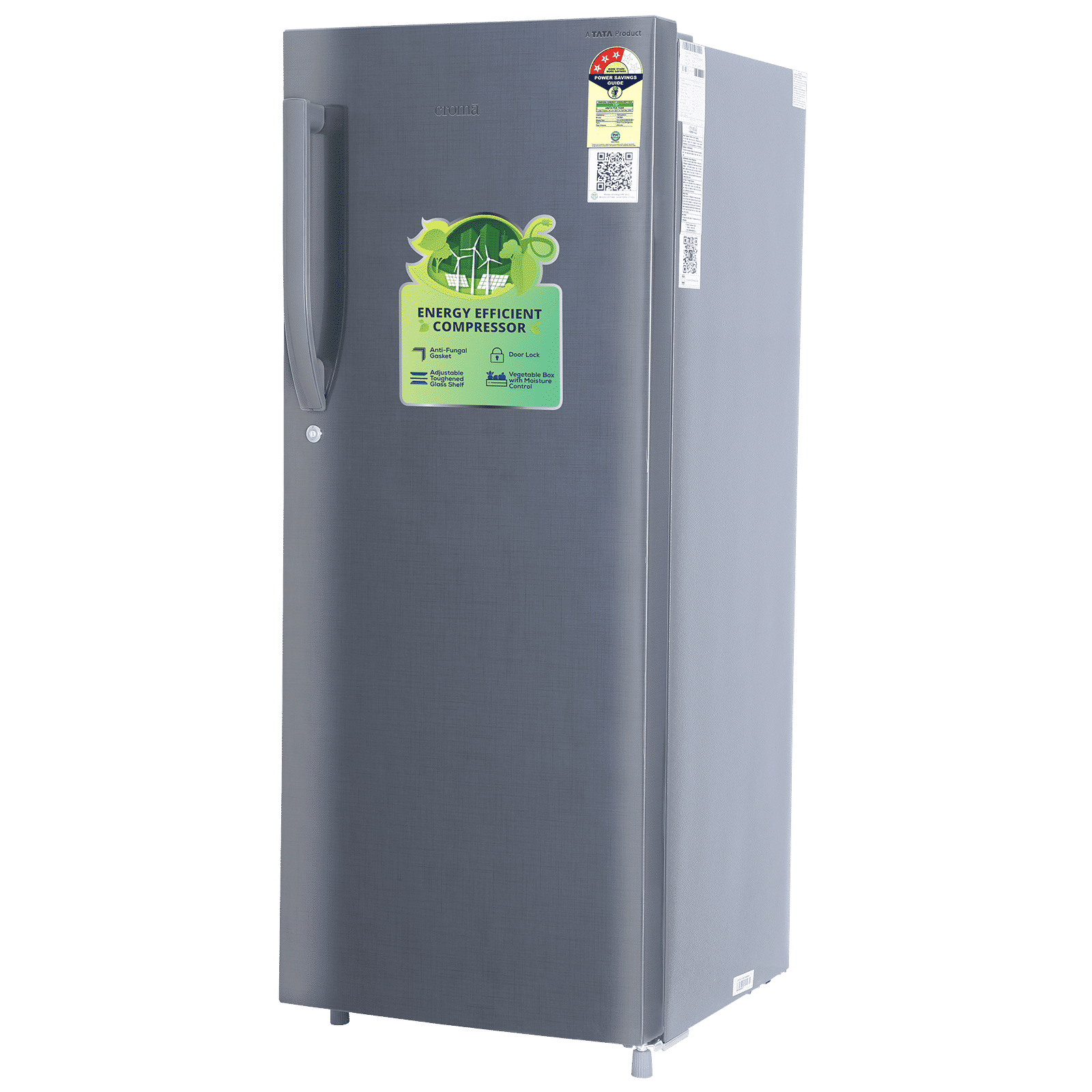 Croma 215 Litres 3 Star Direct Cool Single Door Refrigerator with Anti Fungal Gasket ( Criss Cross Metallic Grey)_4