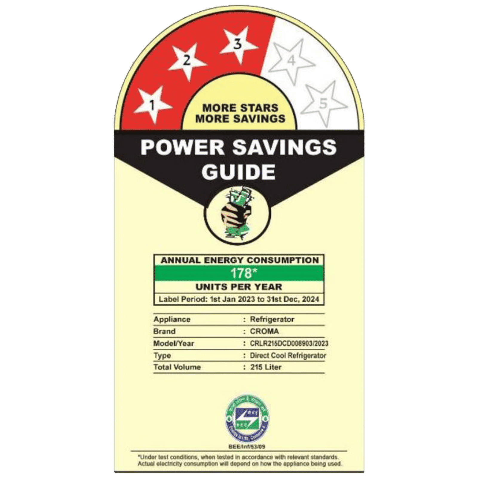 Croma 215 Litres 3 Star Direct Cool Single Door Refrigerator with Anti Fungal Gasket ( Criss Cross Metallic Grey)_10