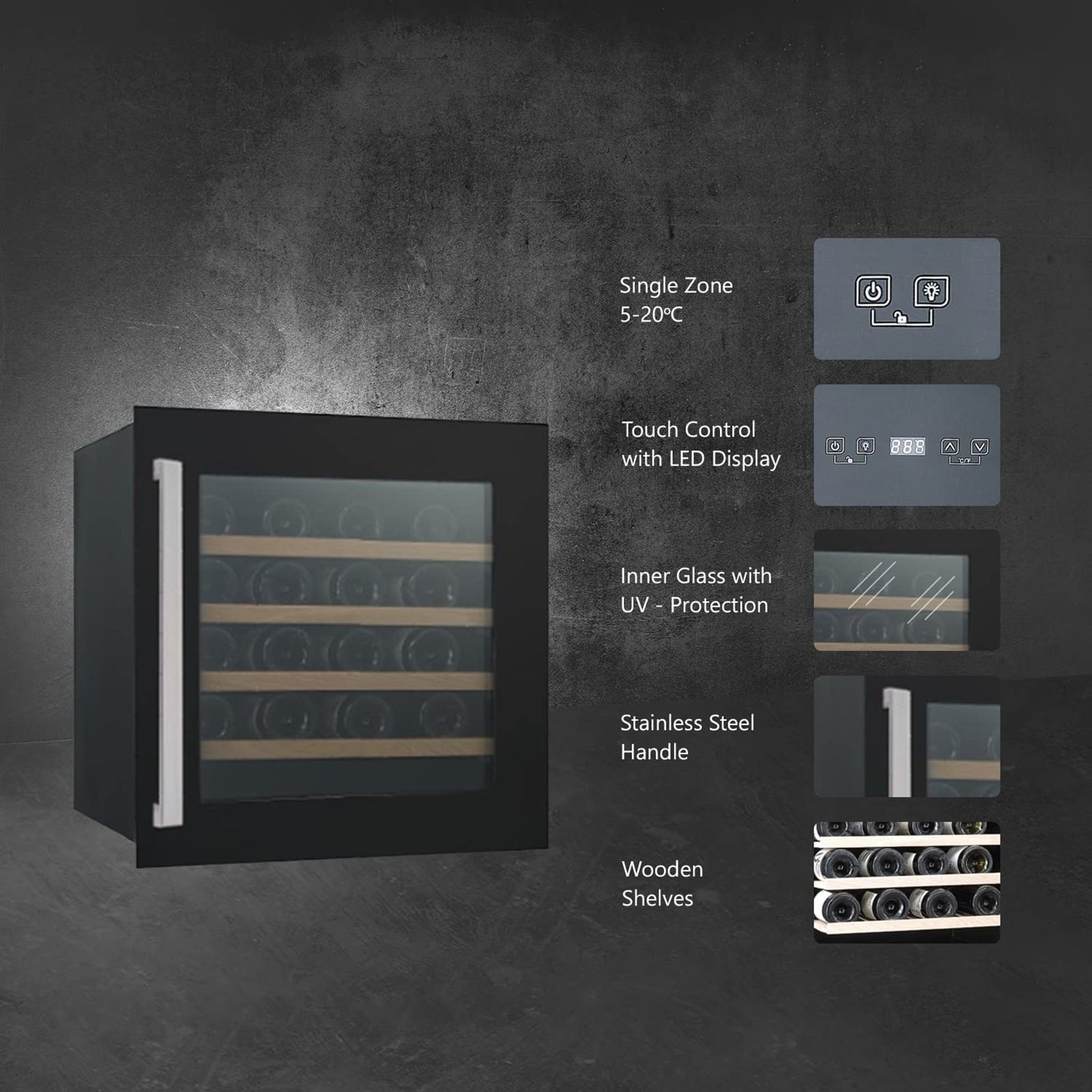 KAFF 92 Litres 36 Bottles Wine Cooler (Inner Glass with UV Protection, WC92BI, Black) KAFF 92 Litres 36 Bottles Wine Cooler (Inner Glass with UV Protection, WC92BI, Black)_6