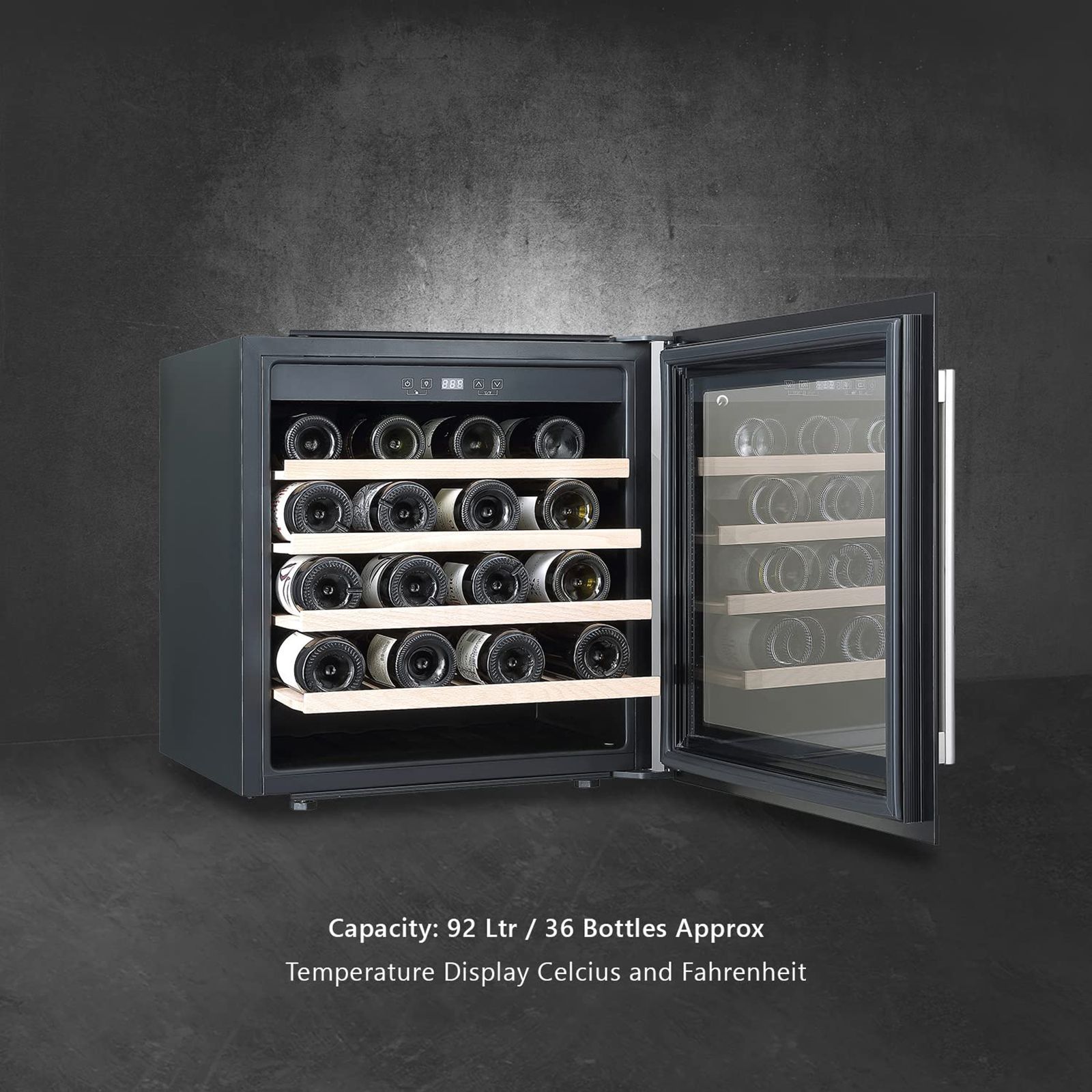 KAFF 92 Litres 36 Bottles Wine Cooler (Inner Glass with UV Protection, WC92BI, Black) KAFF 92 Litres 36 Bottles Wine Cooler (Inner Glass with UV Protection, WC92BI, Black)_8
