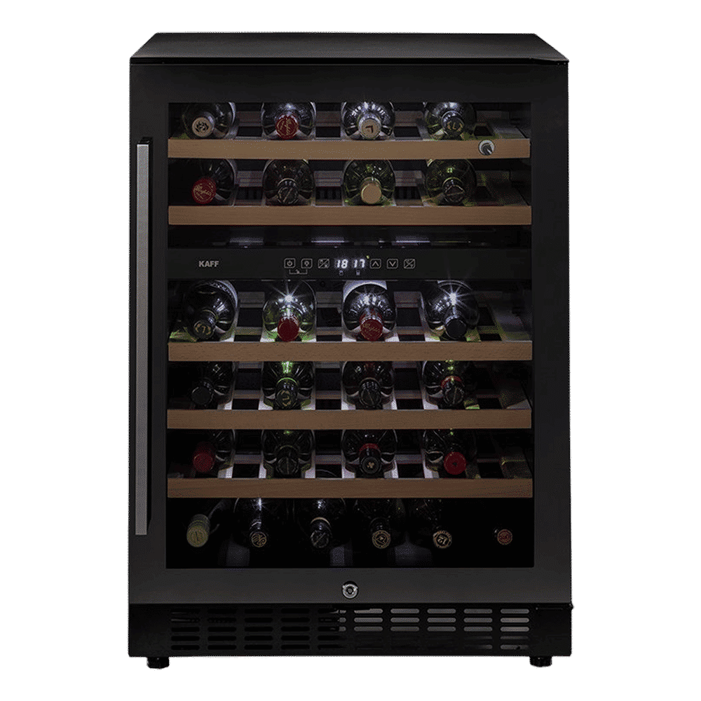 KAFF 135 Litres 46 Bottles Wine Cooler (Inner Glass with UV Protection, WC 135 DZ, Black)_1