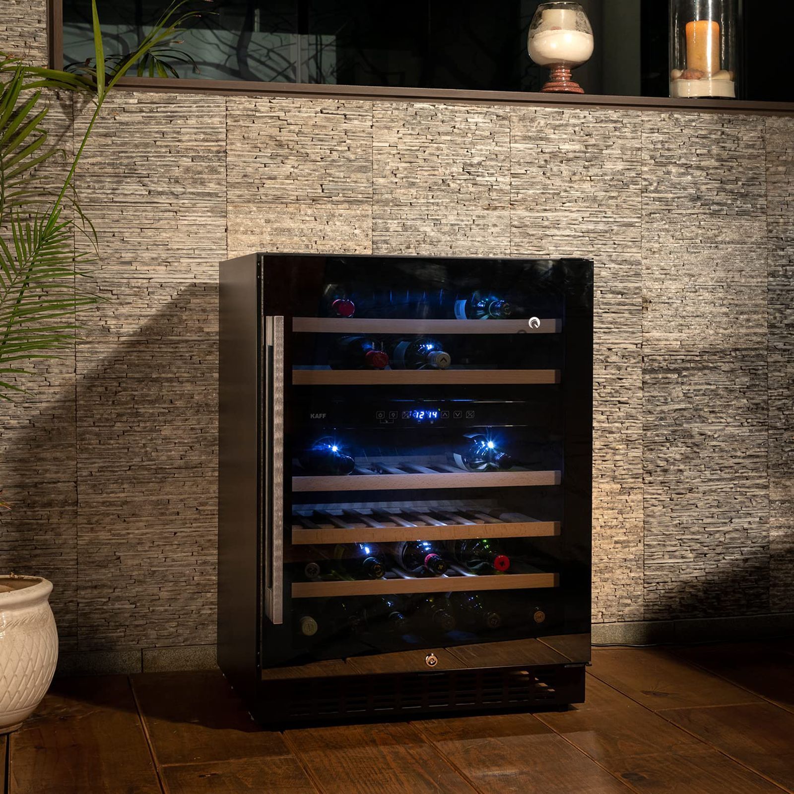 KAFF 135 Litres 46 Bottles Wine Cooler (Inner Glass with UV Protection, WC 135 DZ, Black)_11