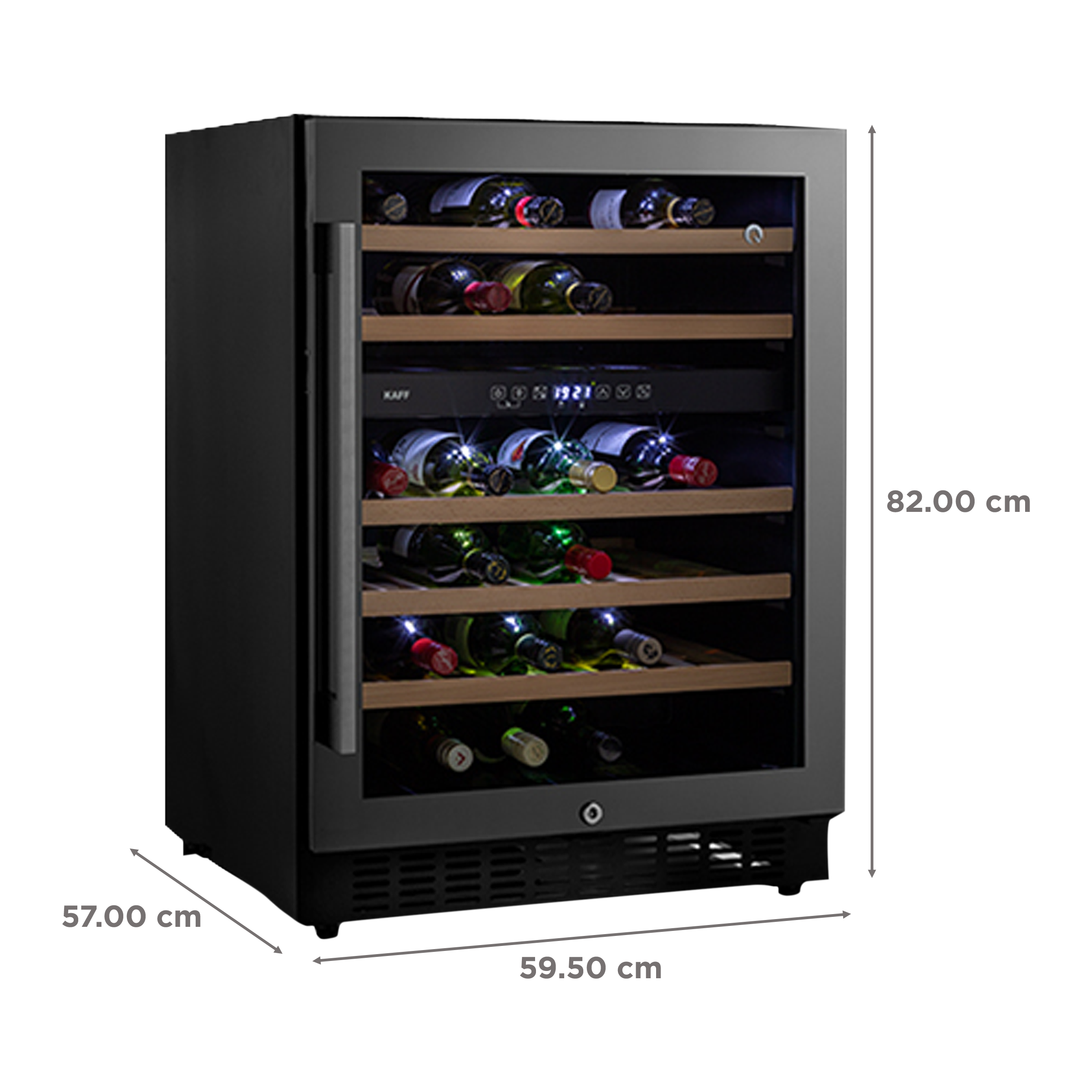 KAFF 135 Litres 46 Bottles Wine Cooler (Inner Glass with UV Protection, WC 135 DZ, Black)_3
