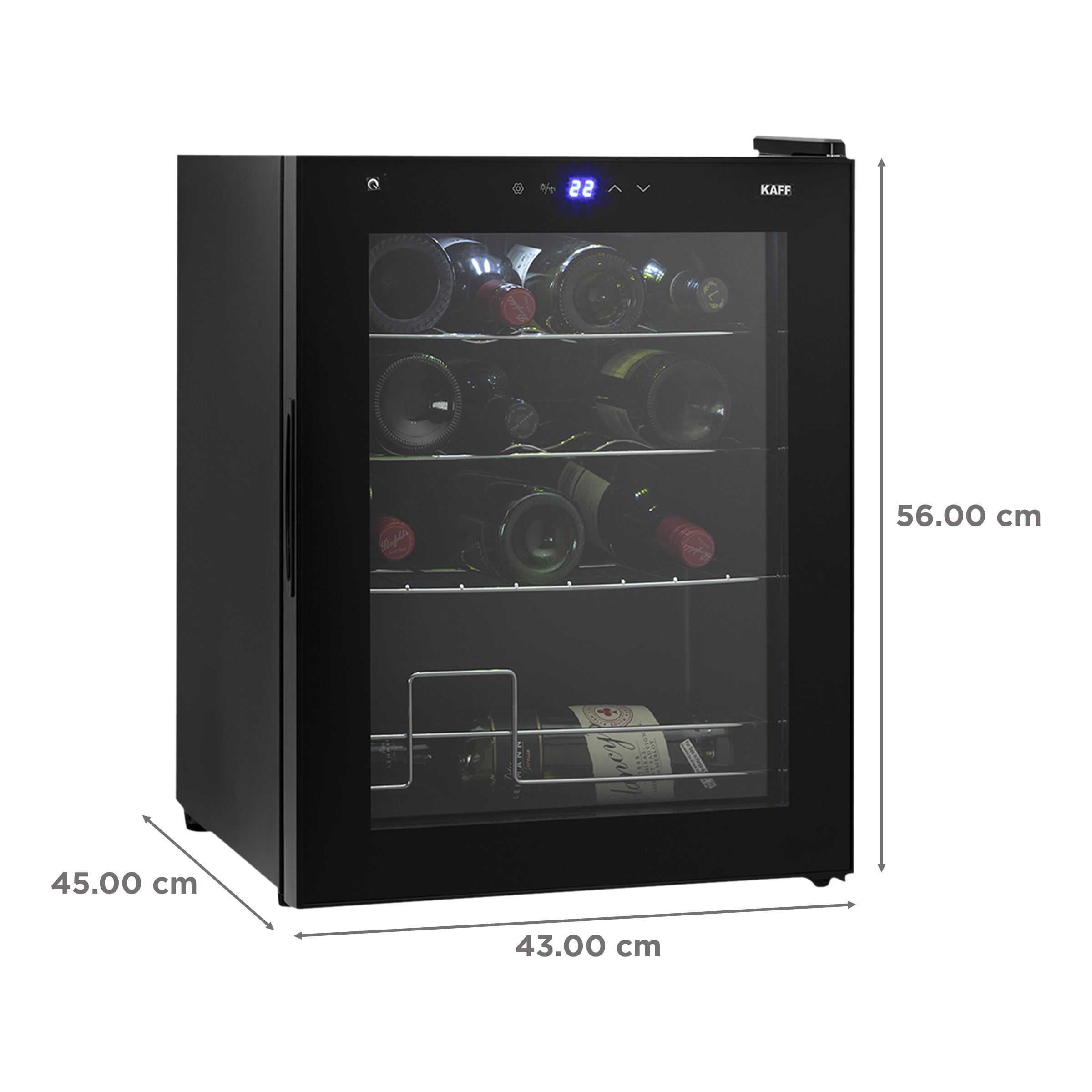 KAFF 42 Litres 16 Bottles Wine Cooler (Inner Glass with UV Protection, WC 42, Black)_3