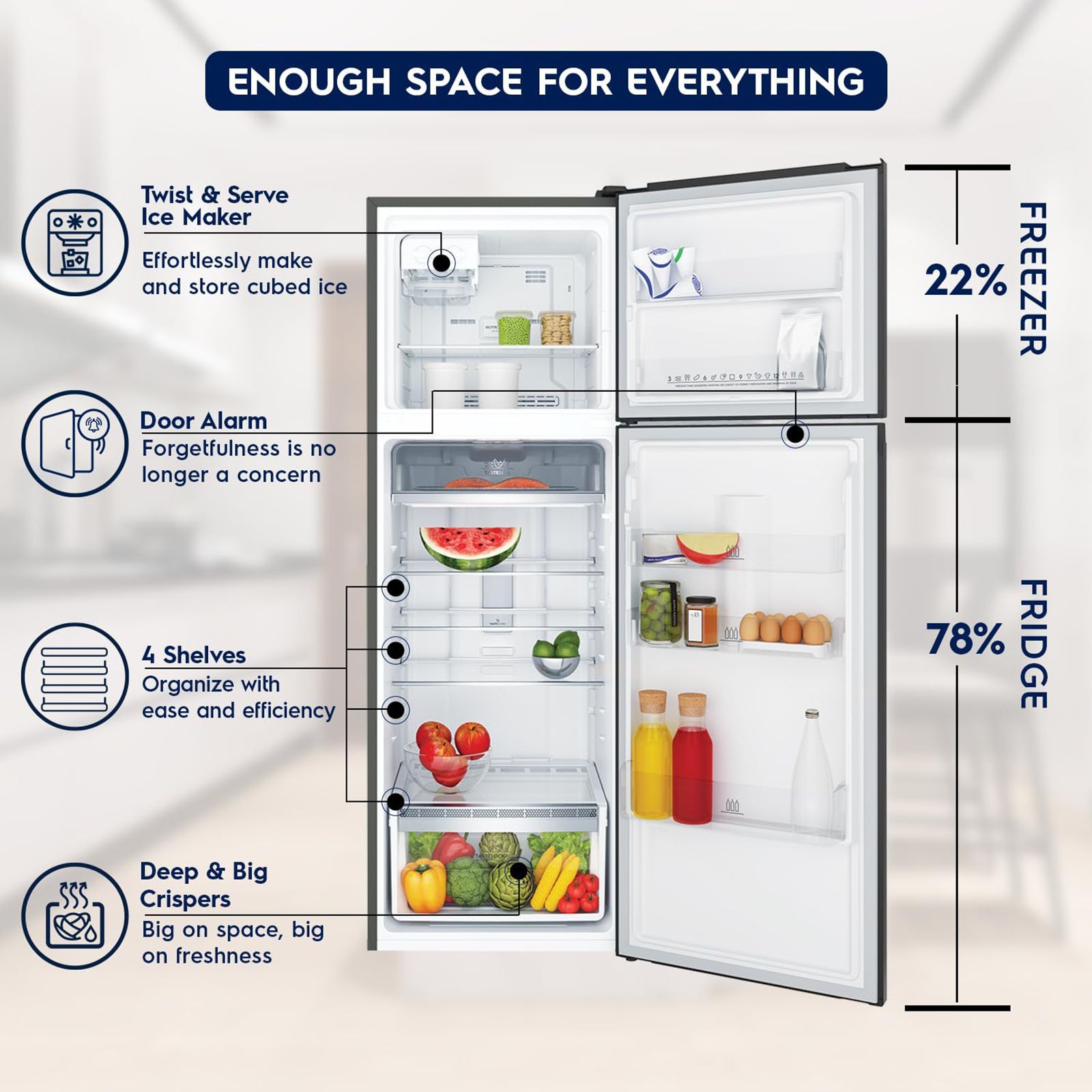 Electrolux UltimateTaste 300 341 Litres 2 Star Frost Free Double Door Refrigerator with Door Alarm (ETB3700K-H, Glossy Black Steel)_10