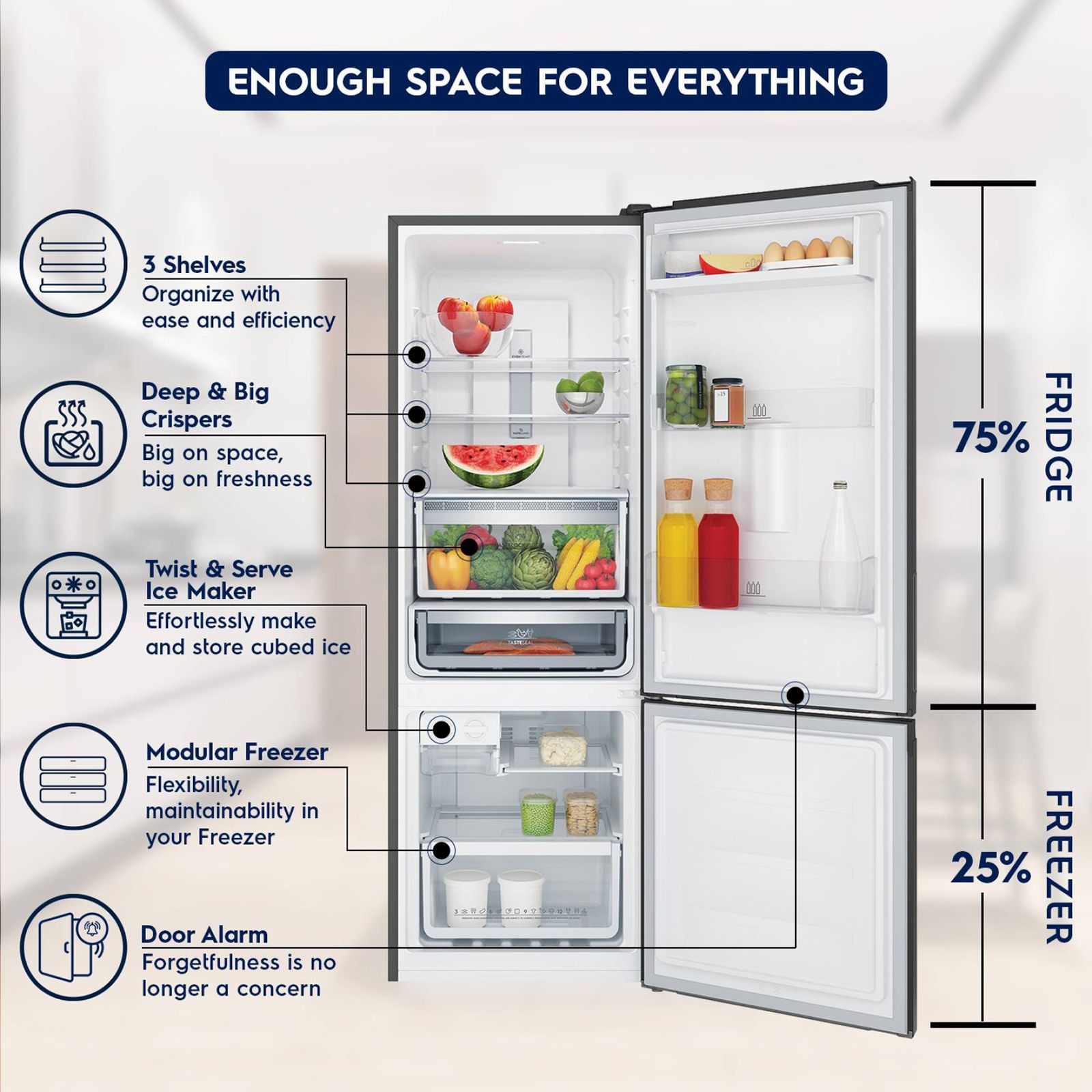 Electrolux UltimateTaste 300 335 Litres 1 Star Frost Free Double Door Bottom Mount Refrigerator with Door Alarm (EBB3702K-H, Glossy Black Steel) Electrolux UltimateTaste 300 335 Litres 1 Star Frost Free Double Door Bottom Mount Refrigerator with Door Alarm (EBB3702K-H, Glossy Black Steel)_10
