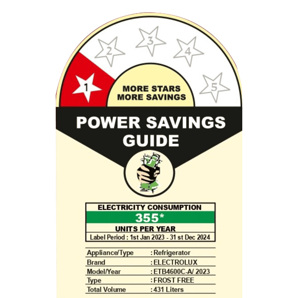 Electrolux UltimateTaste 500 431 Litres 2 Star Frost Free Double Door Refrigerator with Door Alarm (ETB4600C-A, Arctic Silver Steel) Electrolux UltimateTaste 500 431 Litres 2 Star Frost Free Double Door Refrigerator with Door Alarm (ETB4600C-A, Arctic Silver Steel)_7