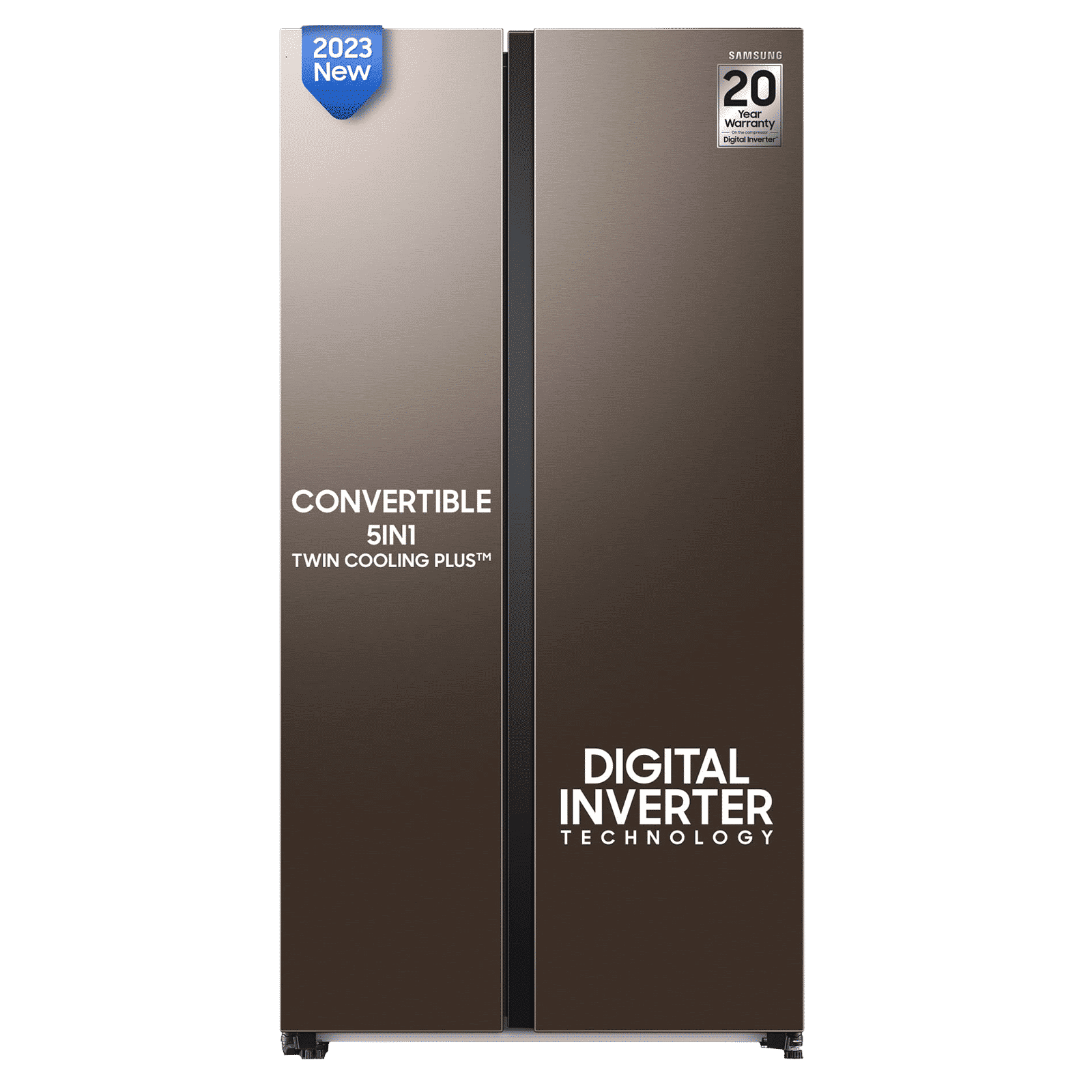 SAMSUNG 644 Litres 3 Star Auto Defrost Side by Side Refrigerator with Twin Cooling Plus (RS76CG8133DXHL, Luxe Brown)_1