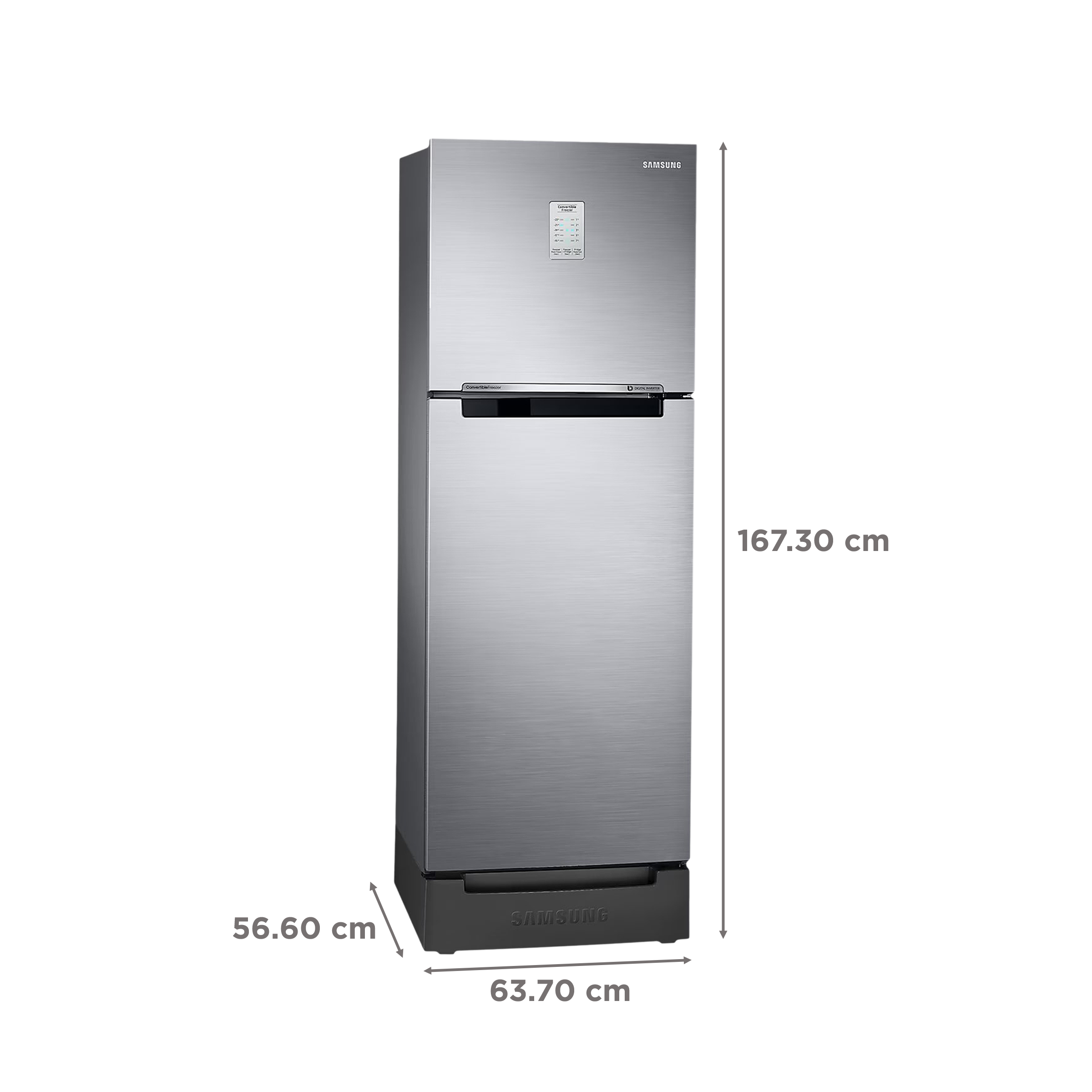 SAMSUNG 236 Litres 2 Star Auto Defrost Double Door Convertible Refrigerator with Convertible Freezer (RT28C3832S8/HL, Elegant Inox)_3