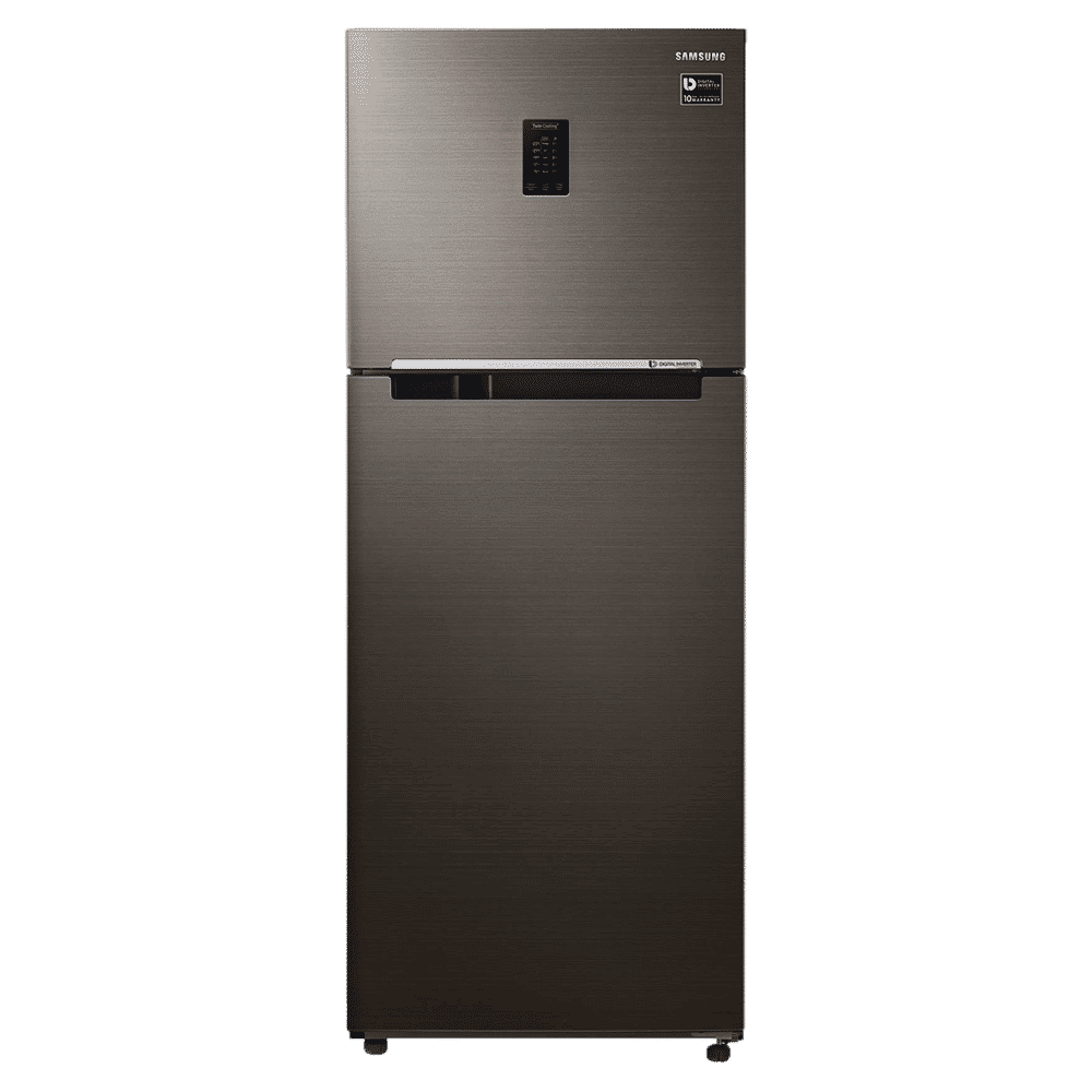 SAMSUNG 355 Litres 2 Star Frost Free Double Door Convertible Refrigerator with Twin Cooling Plus (RT39C5C32DX/HL, Black Inox)_1