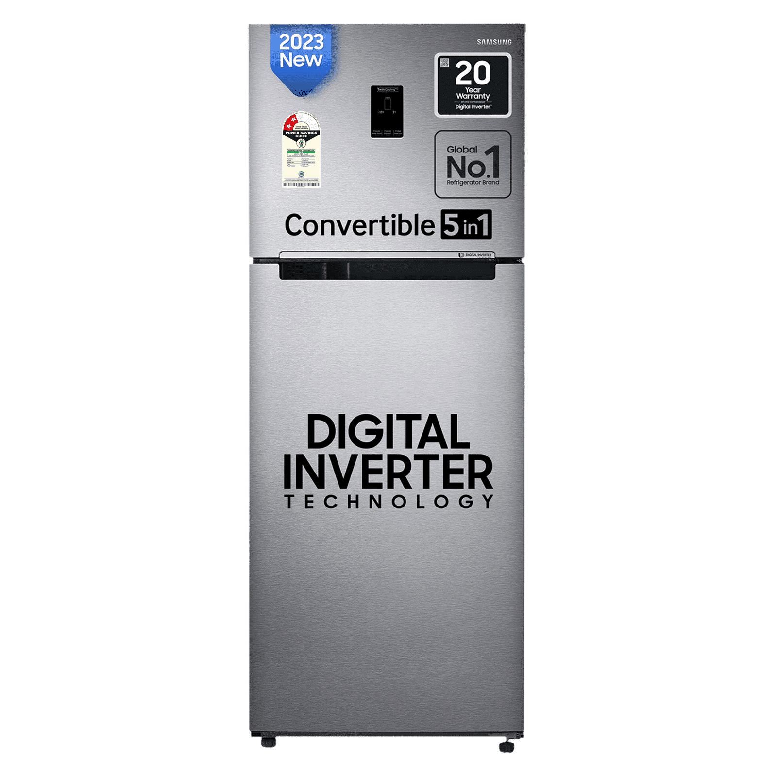 SAMSUNG 385 Litres 2 Star Frost Free Double Door Convertible Refrigerator with Deodorizer (RT42C5532S9/HL, Refined Inox)_1