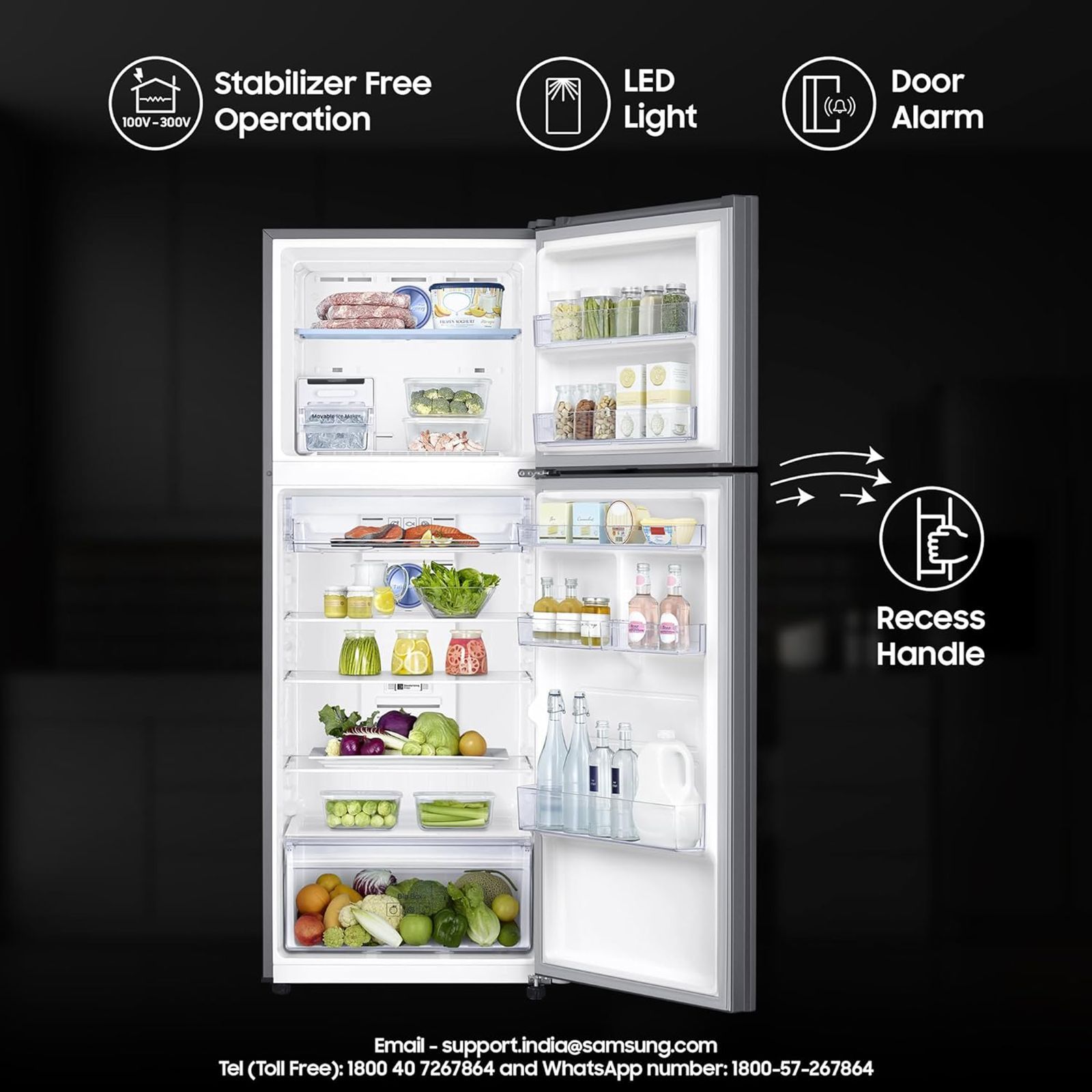 SAMSUNG 385 Litres 2 Star Frost Free Double Door Convertible Refrigerator with Deodorizer (RT42C5532S9/HL, Refined Inox)_7