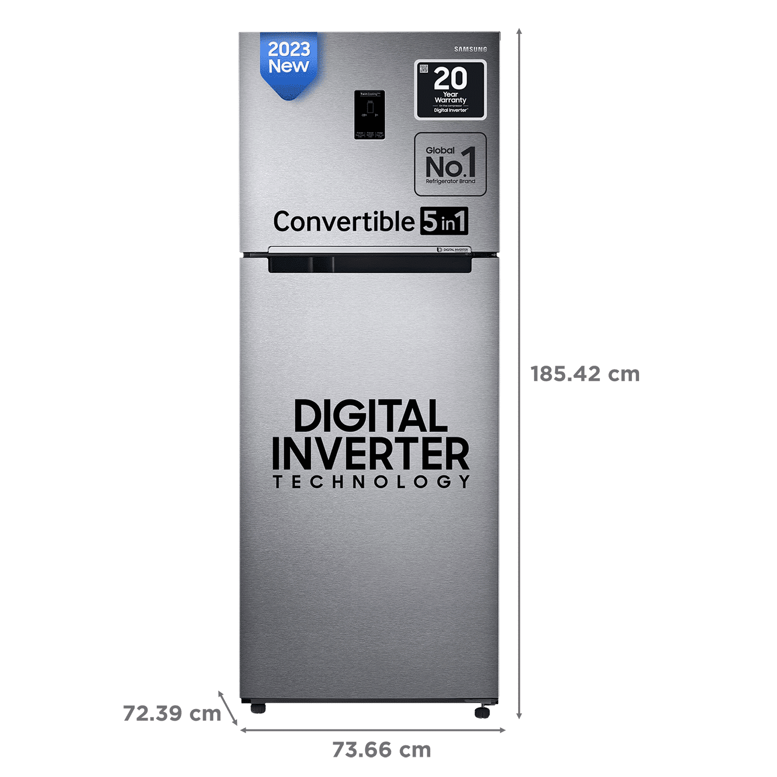 SAMSUNG 385 Litres 2 Star Frost Free Double Door Convertible Refrigerator with Deodorizer (RT42C5532S9/HL, Refined Inox)_3