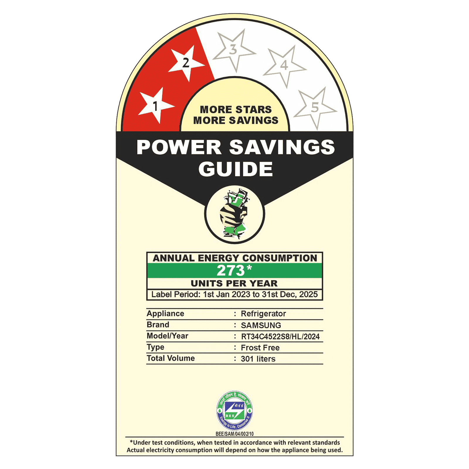 SAMSUNG 301 Litres 2 Star Frost Free Double Door Convertible Refrigerator with Twin Cooling Plus (RT34C4522S8/HL, Elegant Inox)_3