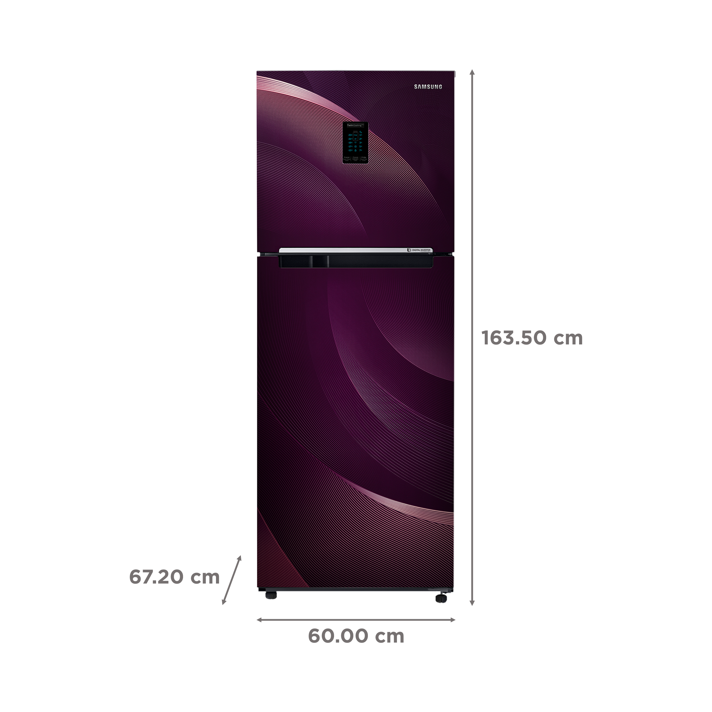 SAMSUNG 301 Litres 2 Star Frost Free Double Door Convertible Refrigerator with Deodorizing Filter (RT34C45224R/HL, Rythmic Twirl Red)_3