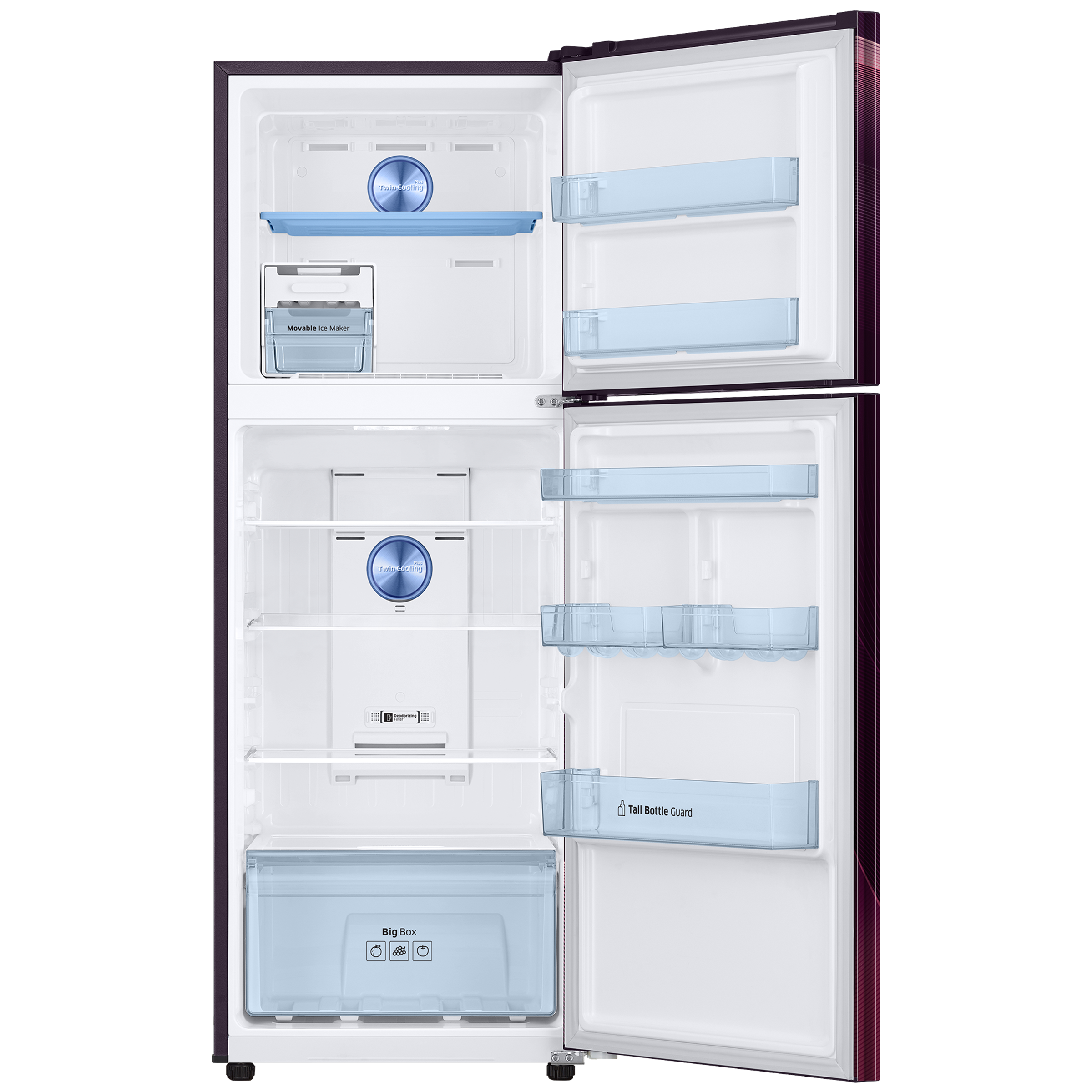 SAMSUNG 301 Litres 2 Star Frost Free Double Door Convertible Refrigerator with Deodorizing Filter (RT34C45224R/HL, Rythmic Twirl Red)_6
